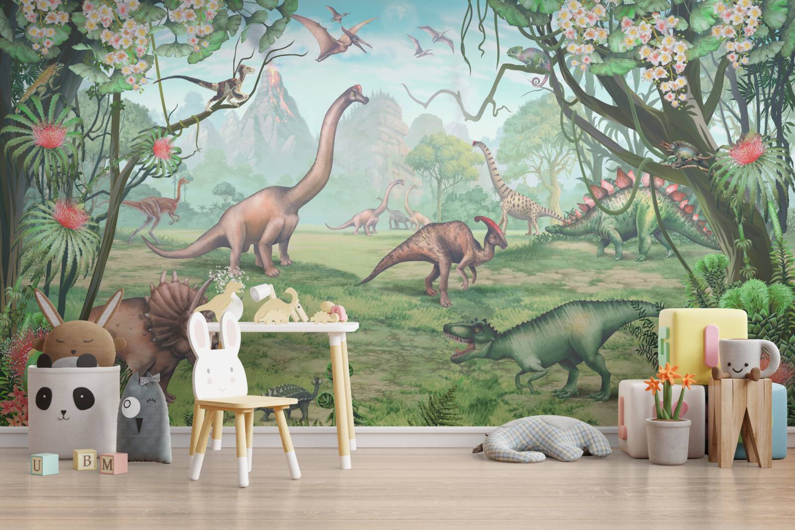 Fotobehang wandelende dinosaurussen