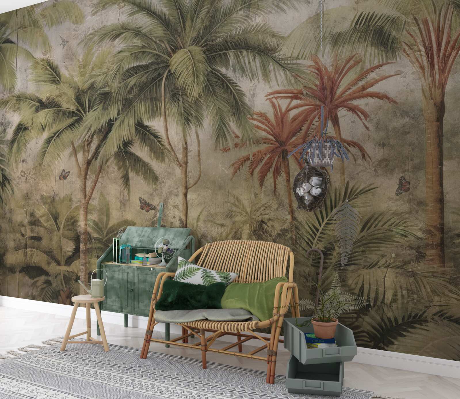 Fotobehang palmbomen in de tropen na regenachtig weer