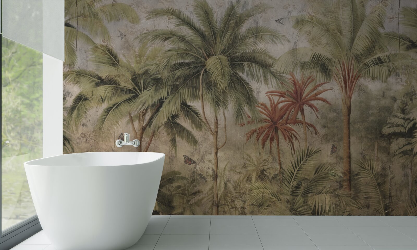 Fotobehang palmbomen in de tropen na regenachtig weer