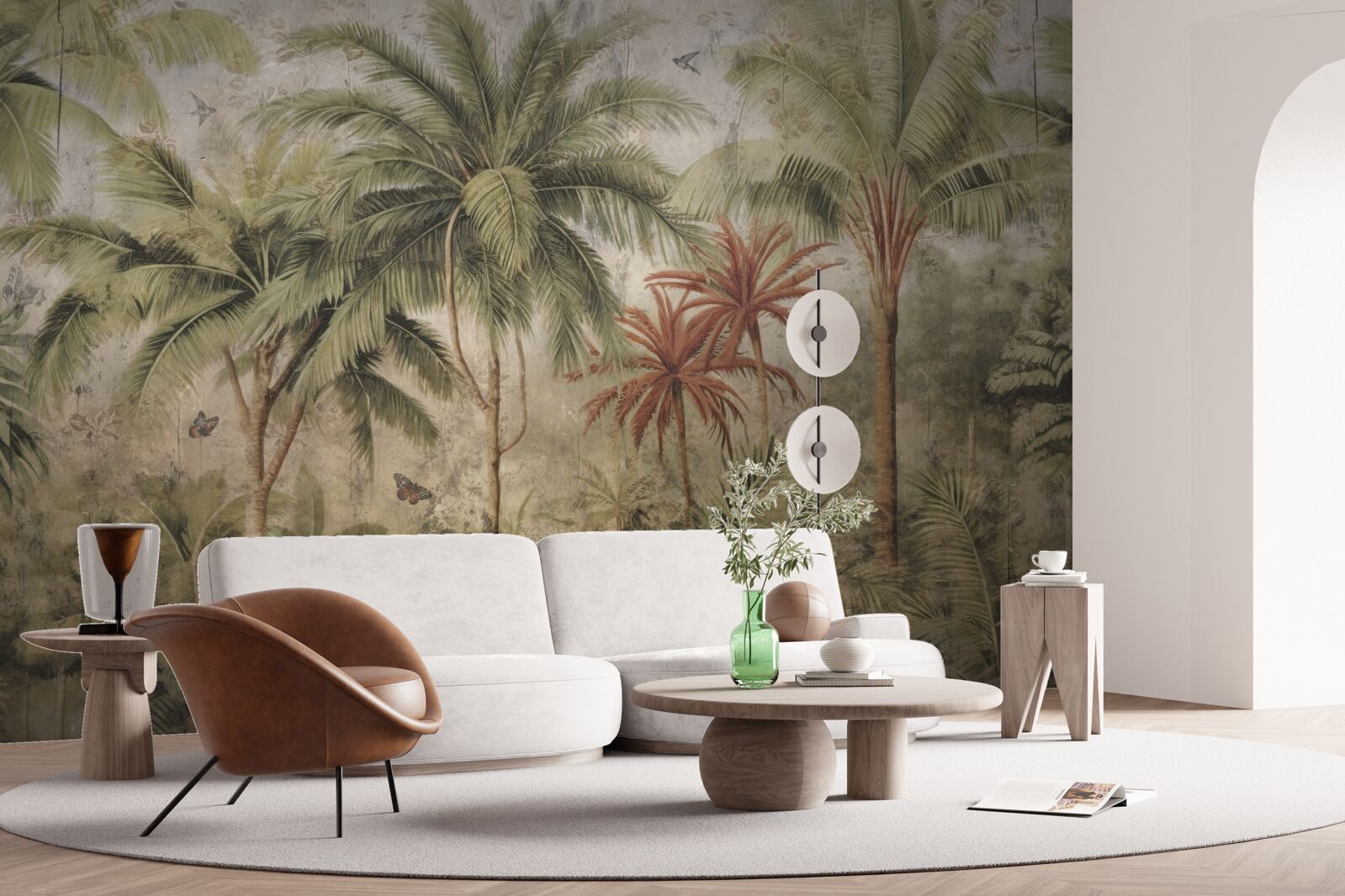 Fotobehang palmbomen in de tropen na regenachtig weer