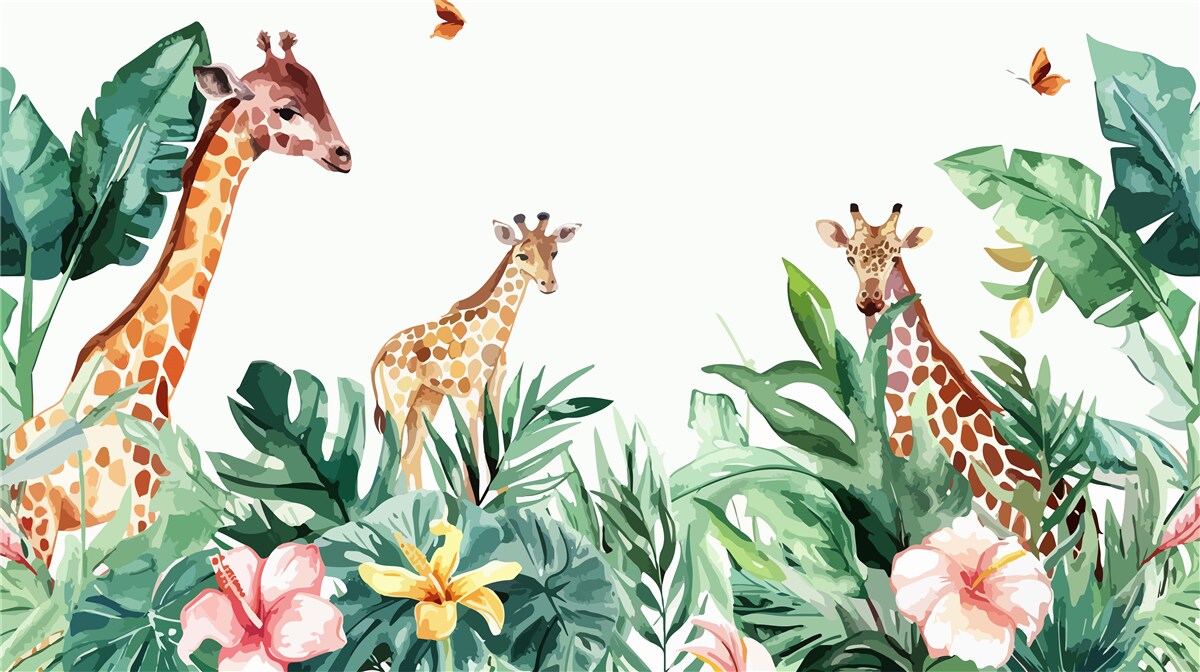 Fotobehang Giraffe wandelt door de jungle