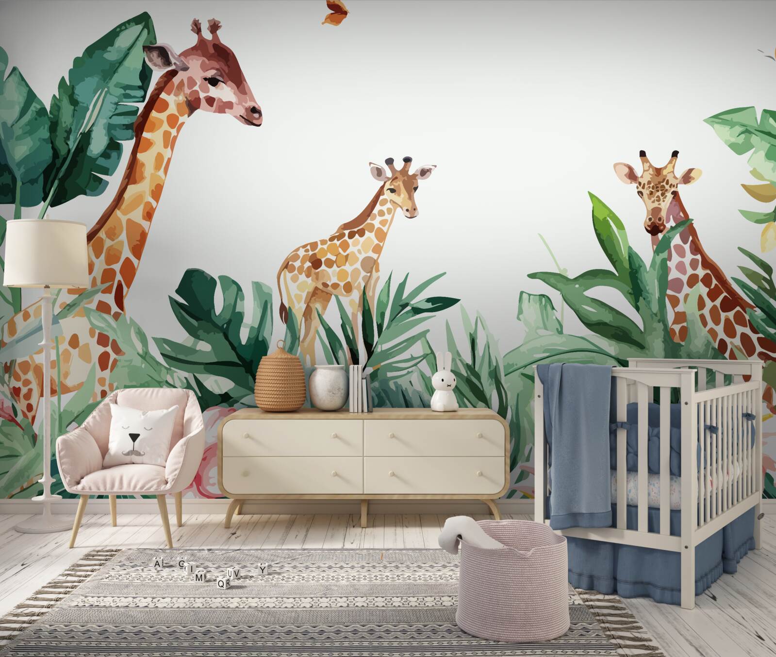Fotobehang Giraffe wandelt door de jungle