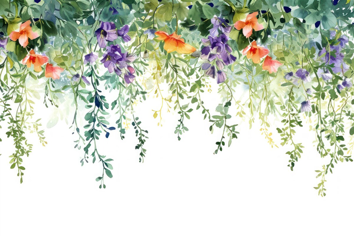 Fotobehang tere bloemen uit de tuin ondersteboven