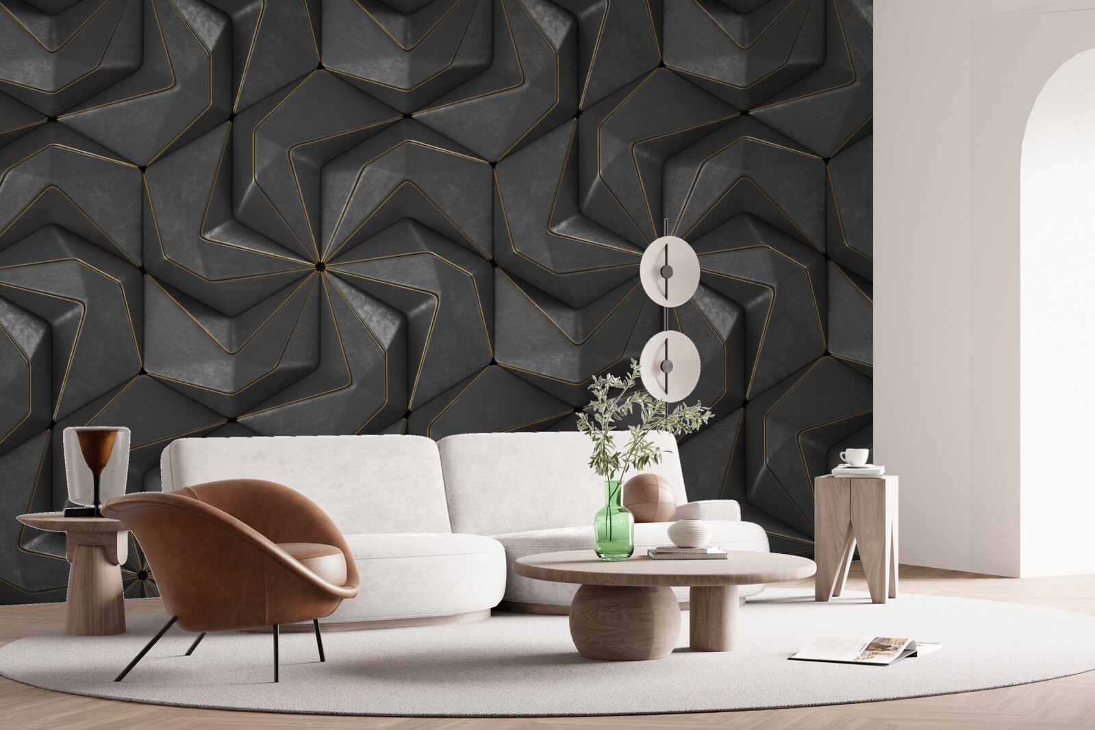 Fotobehang achtergrond van zwarte geometrische vormen