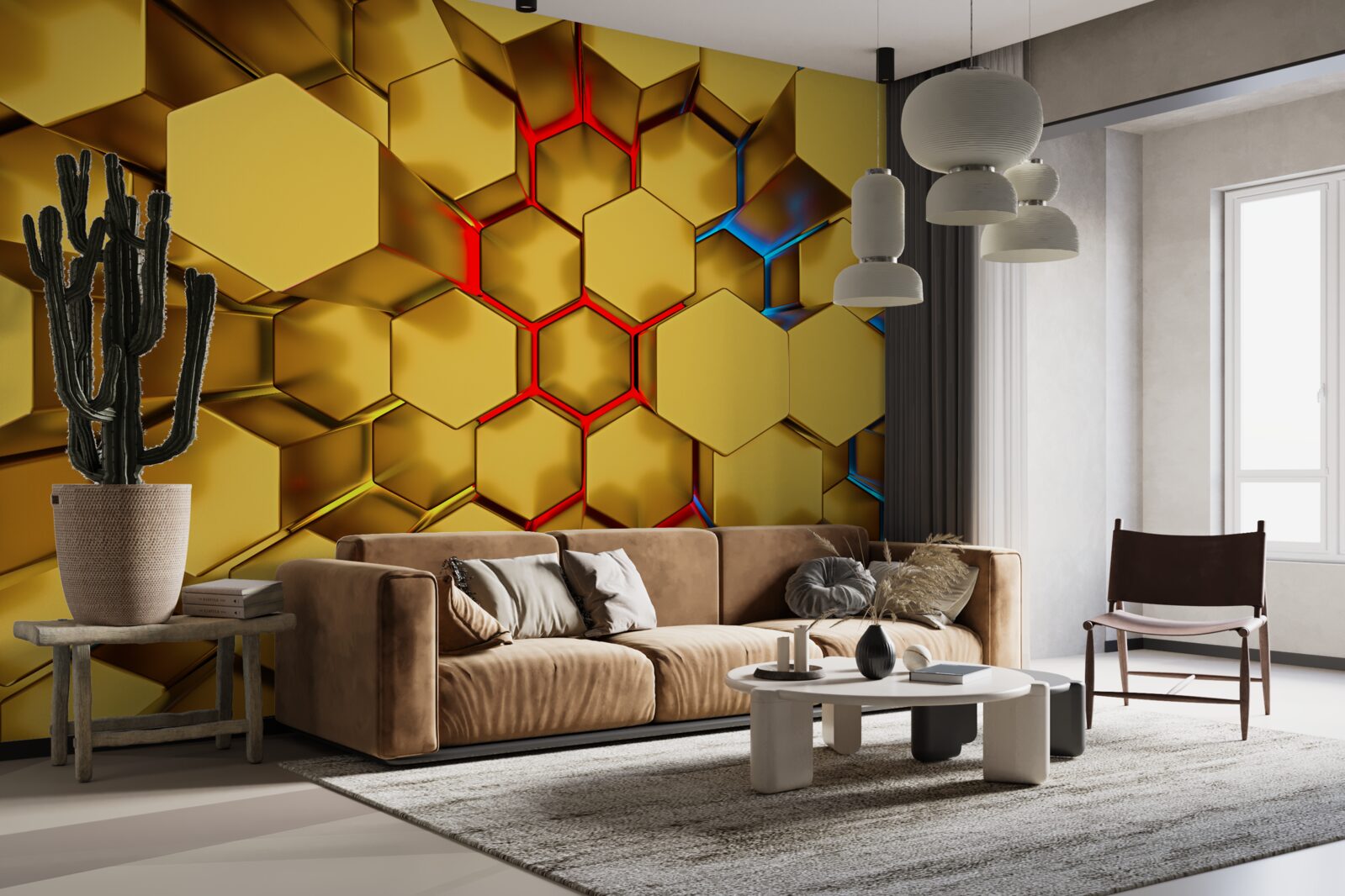 Fotobehang volumetrische goudcijfers