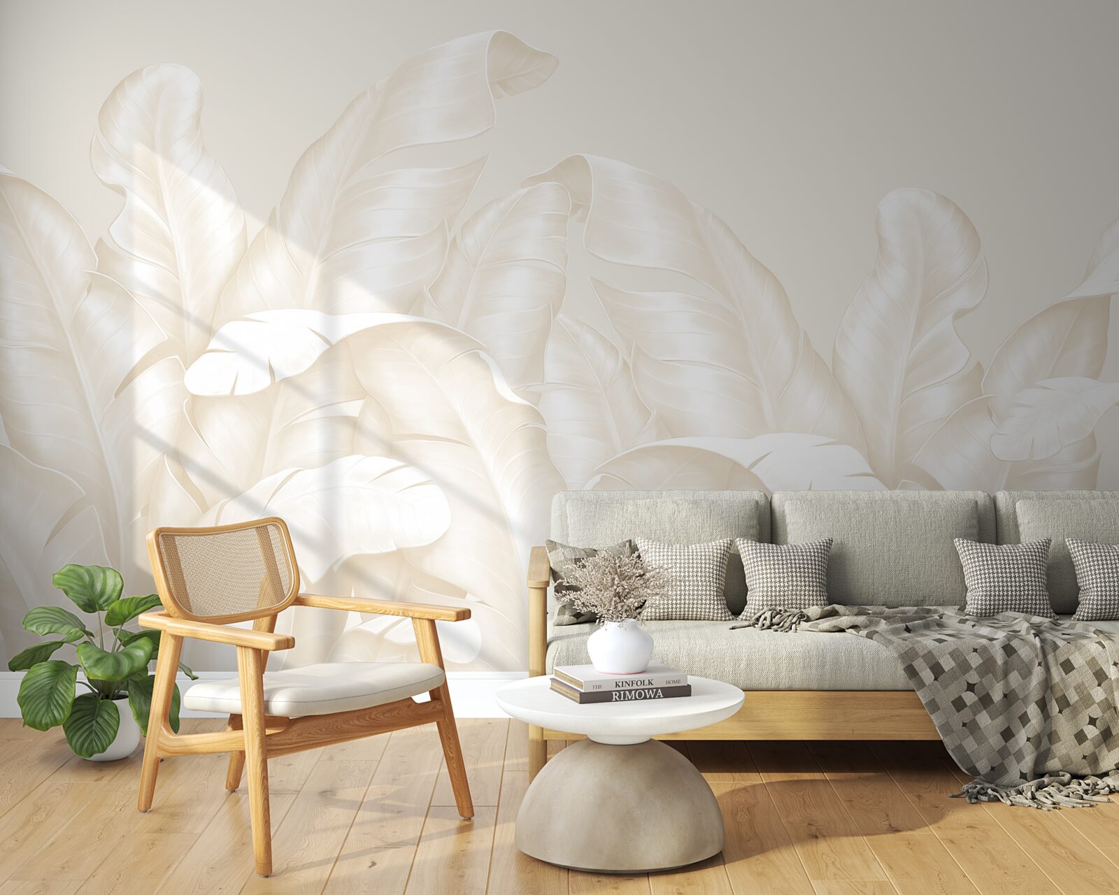 Fotobehang dichte junglebladeren met een lichte bruine tint