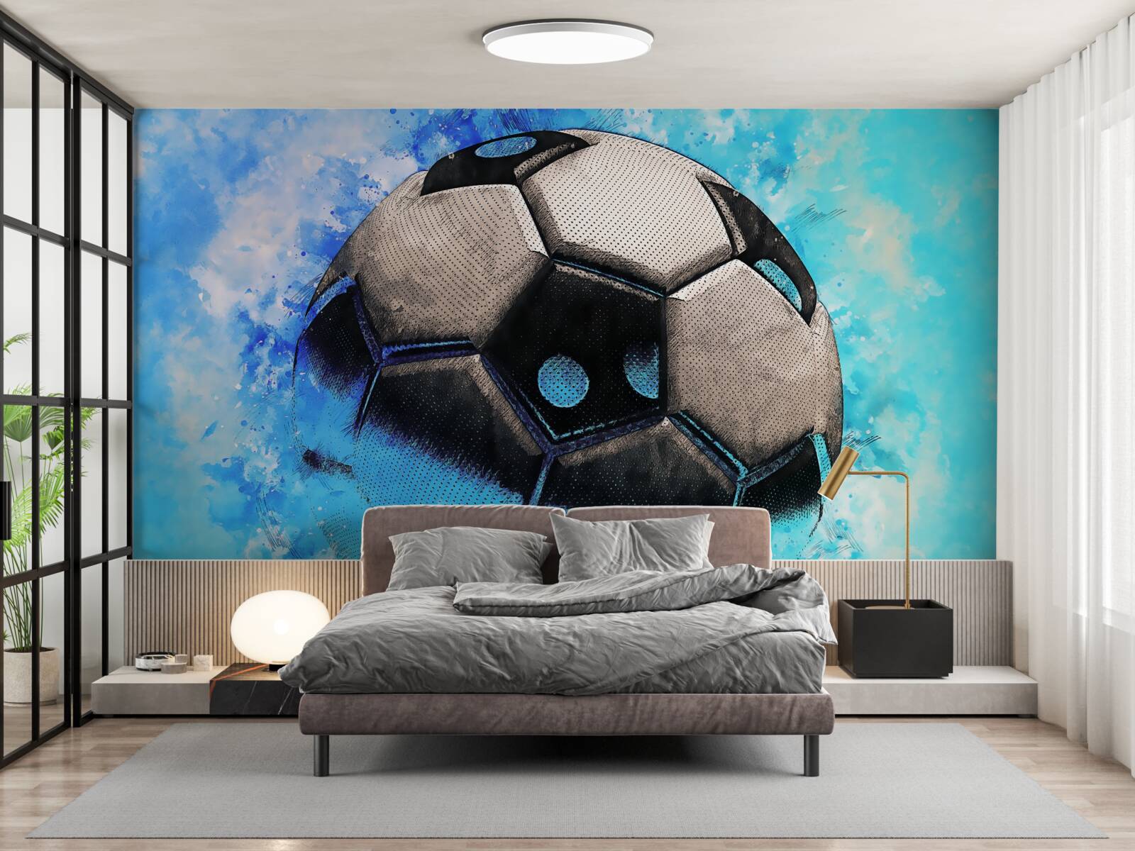 Fotobehang snel vliegend voetbal