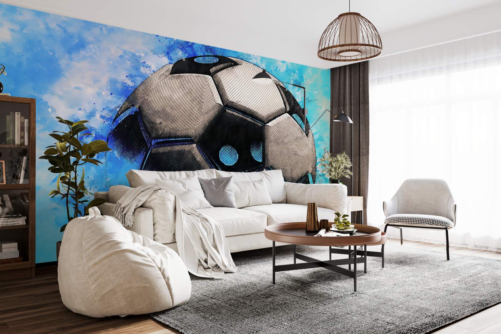 Fotobehang snel vliegend voetbal