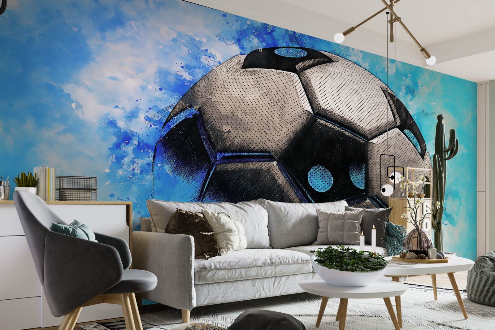 Fotobehang snel vliegend voetbal