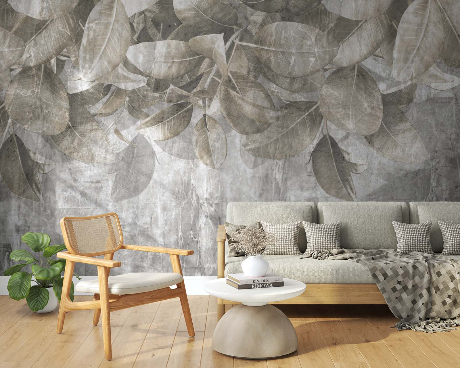 Fotobehang eucalyptusbladeren vallen op de grond