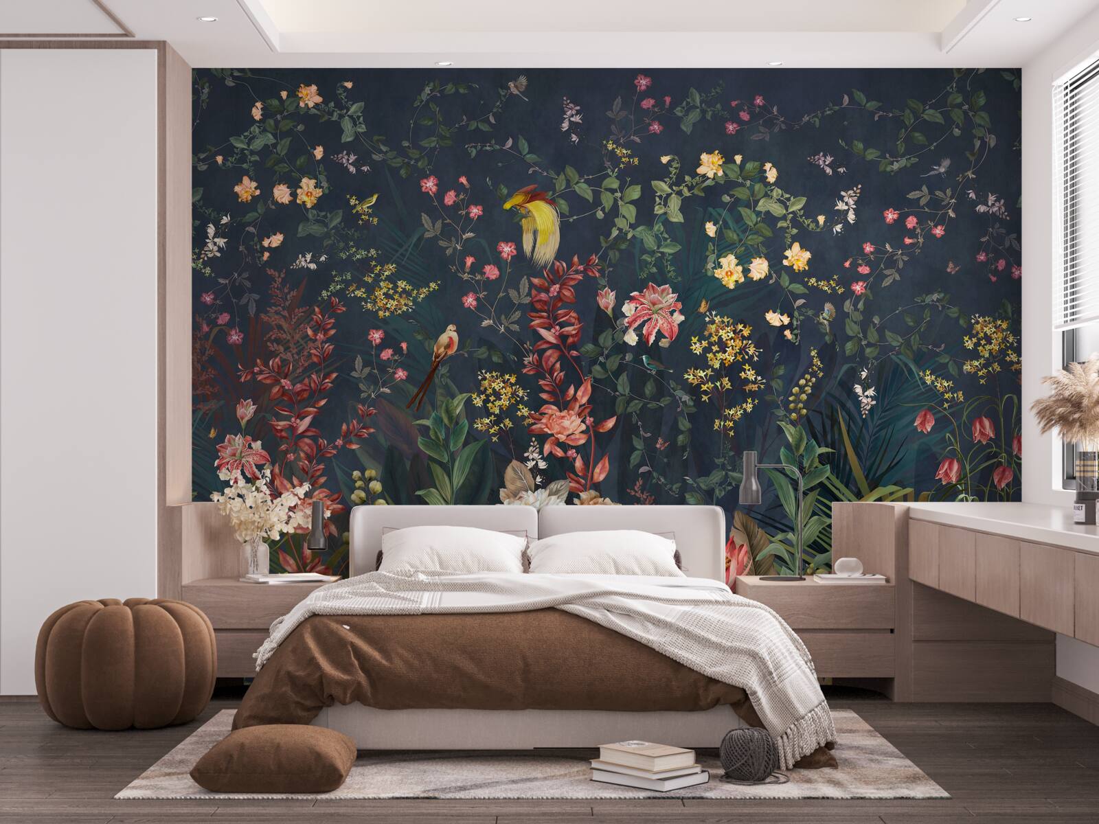 Fotobehang heldere nachtbloemen