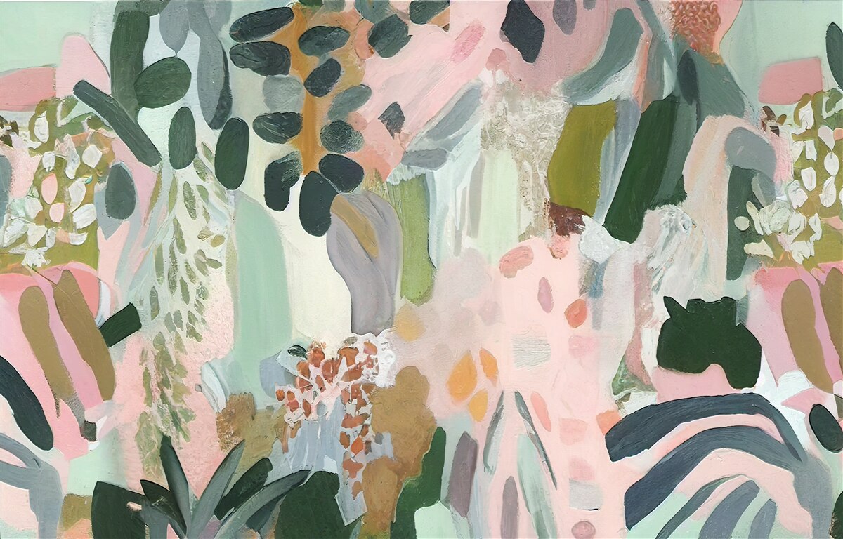 Fotobehang oerwoudbladeren in een abstracte stijl