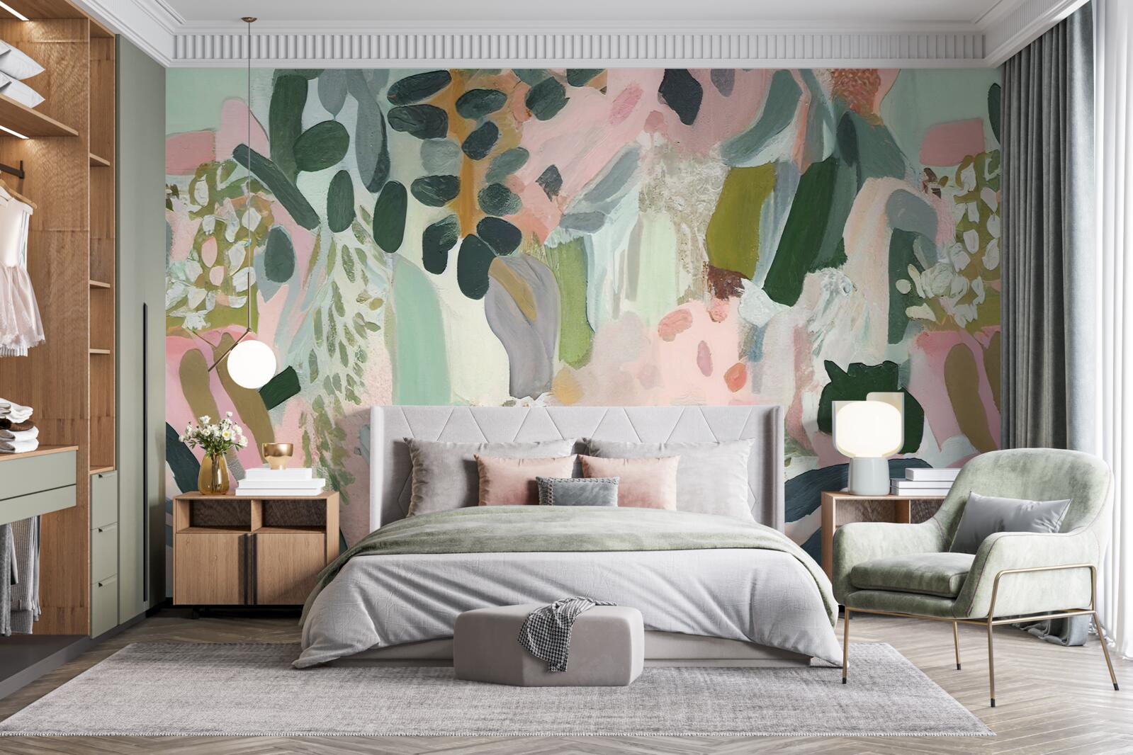 Fotobehang oerwoudbladeren in een abstracte stijl