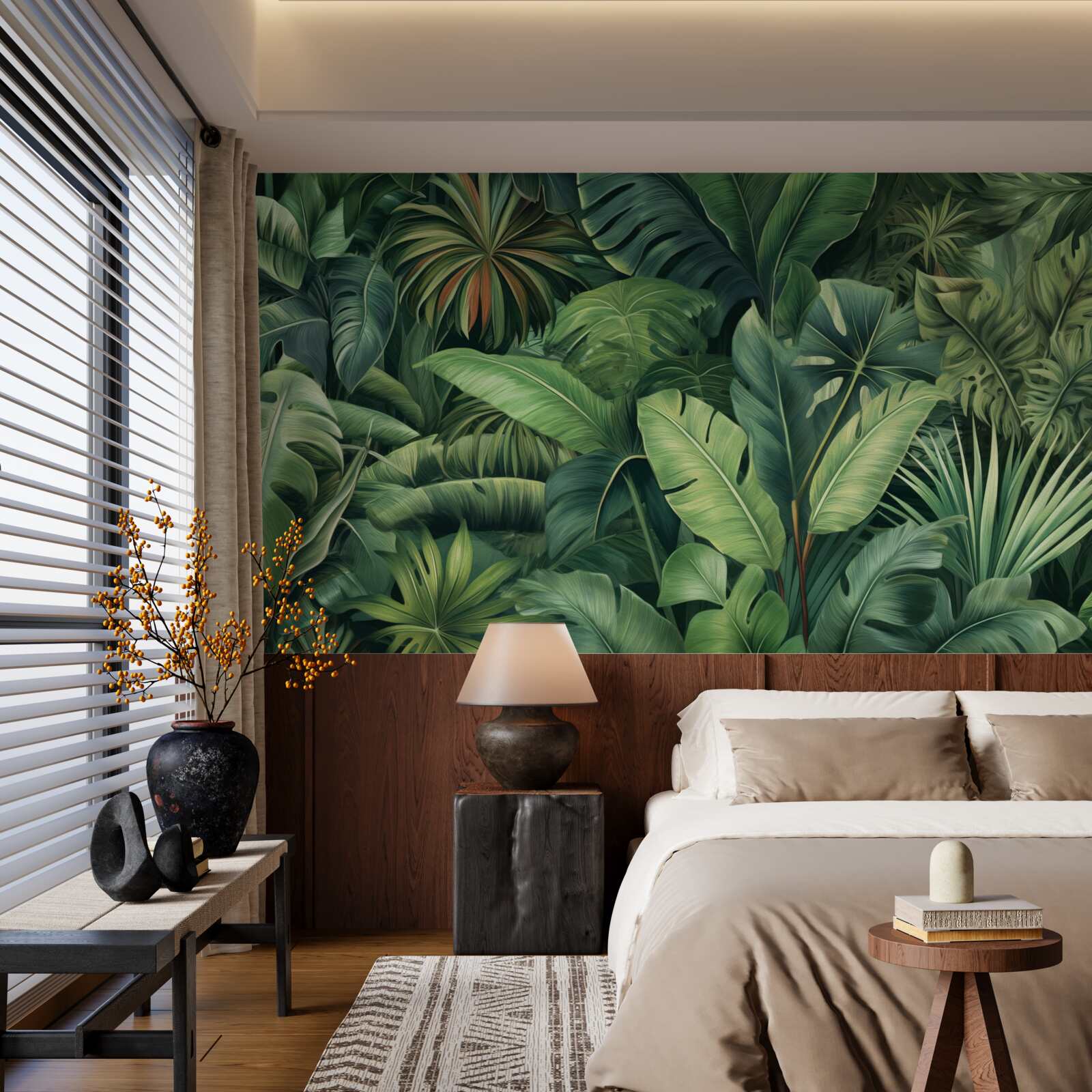 Fotobehang grote groene bladeren in de jungle