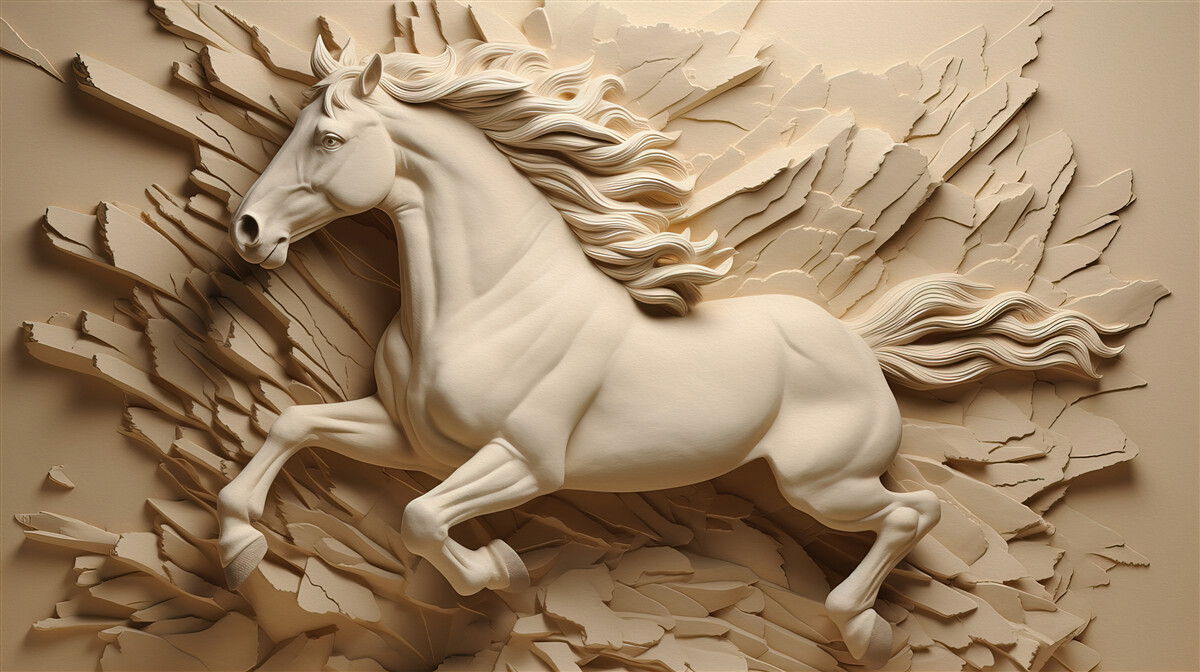 Fotobehang 3d beeld van een lopend paard