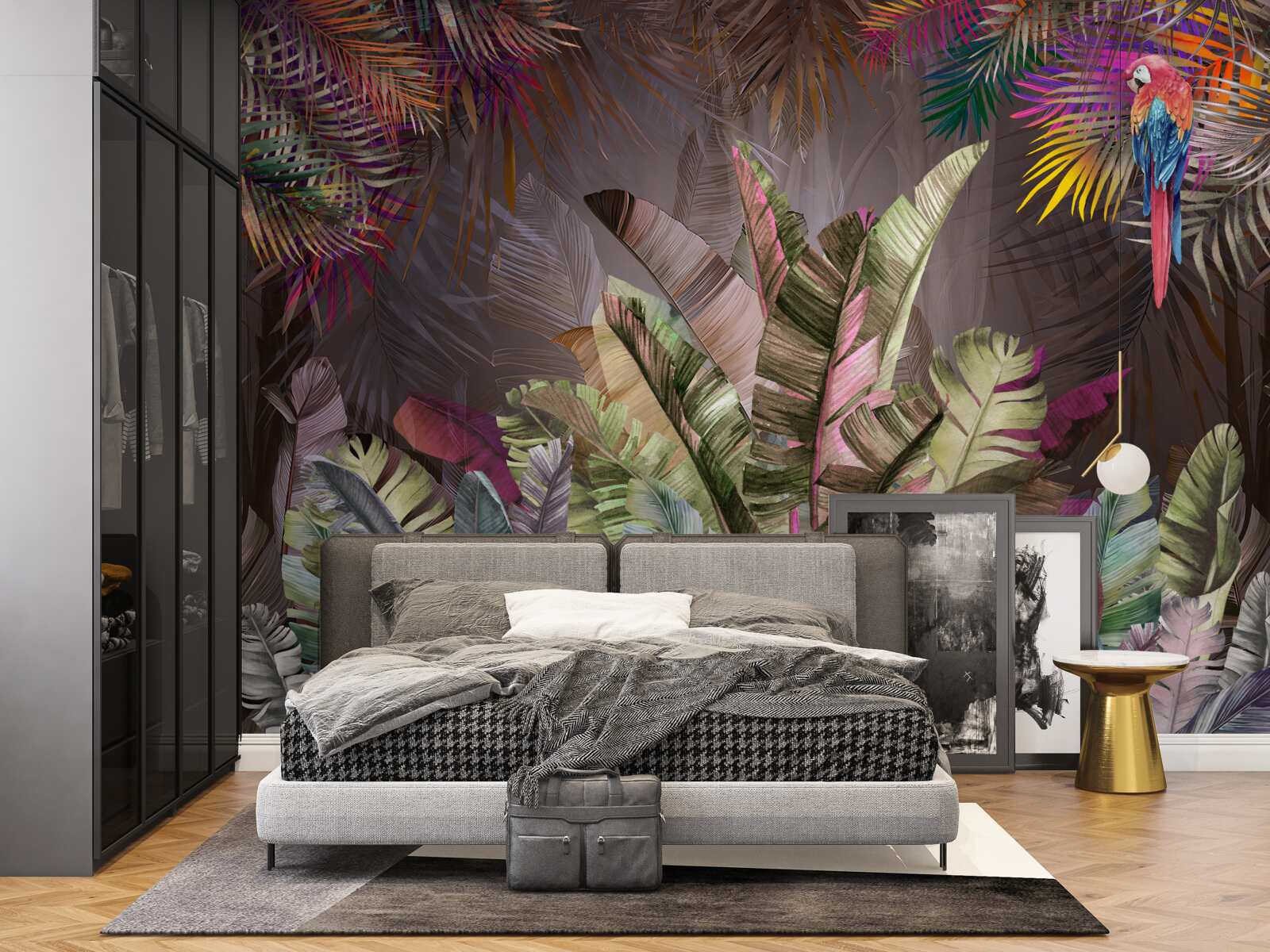 Fotobehang rijke junglebladeren bij nacht