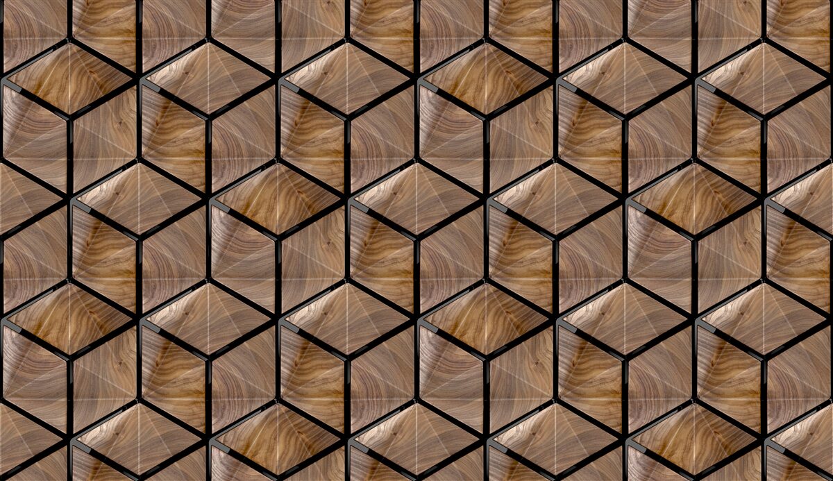 Fotobehang patronen van geometrische vormen op het parket