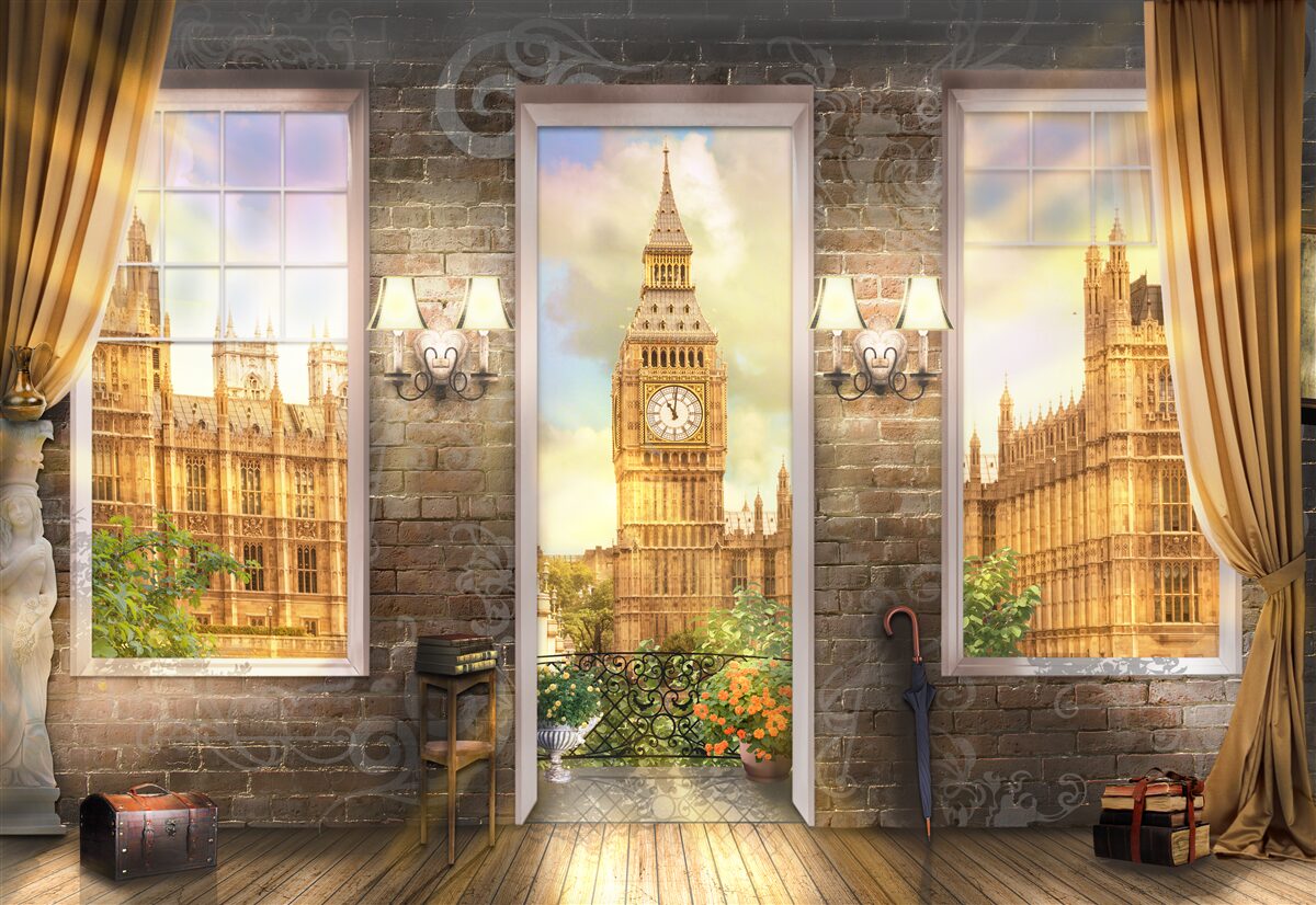 Fotobehang skyline van Londen vanuit het raam