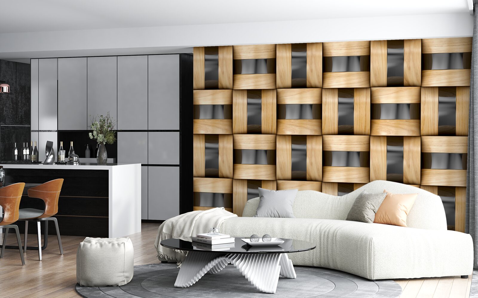 Fotobehang plank van houten blokken