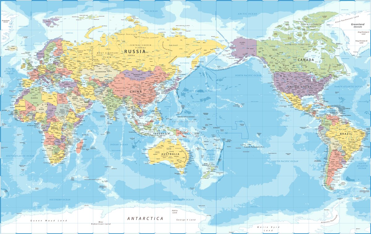 Fotobehang huidige wereldkaart vanuit politiek oogpunt