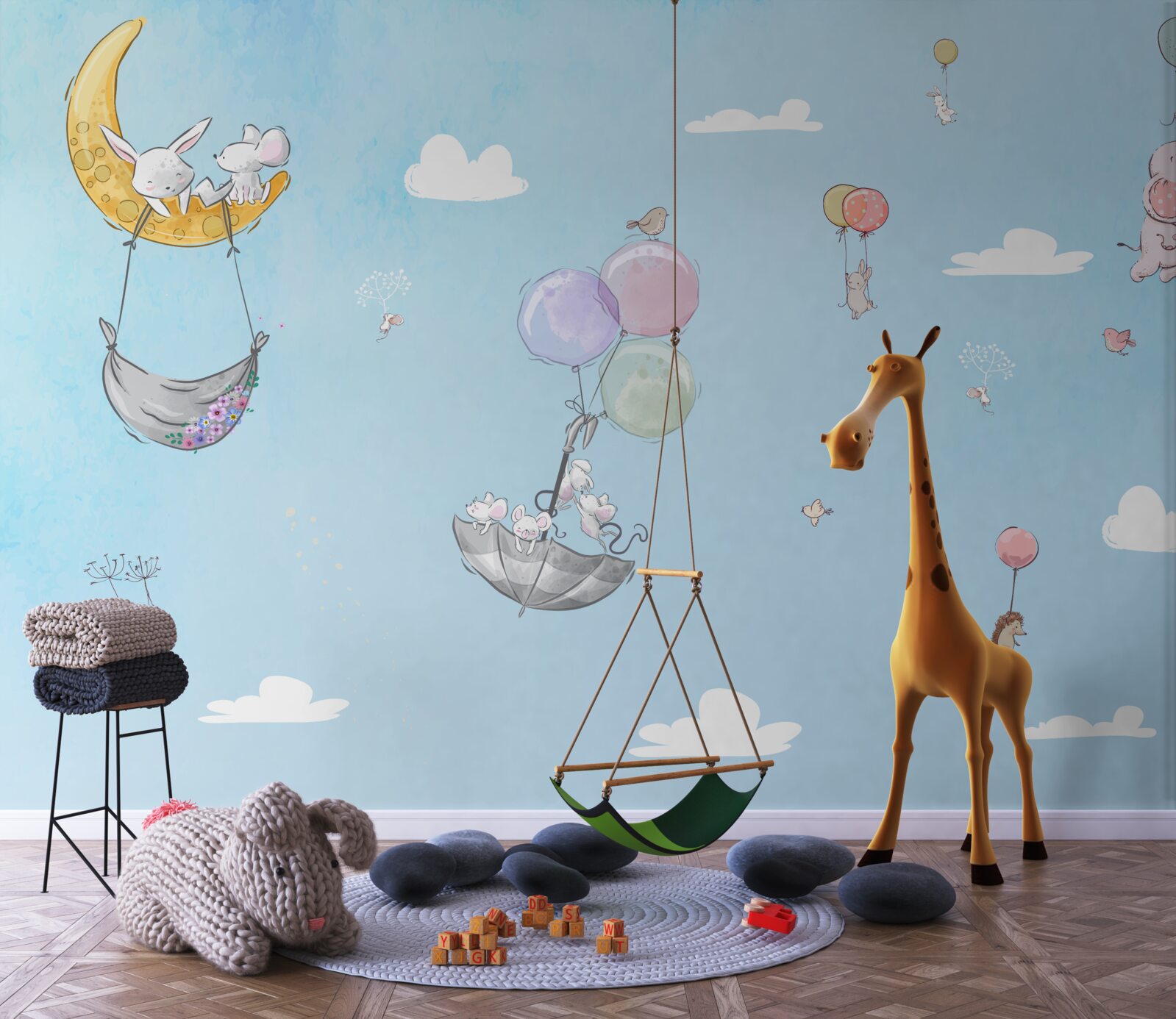 Fotobehang ballonnen en dieren
