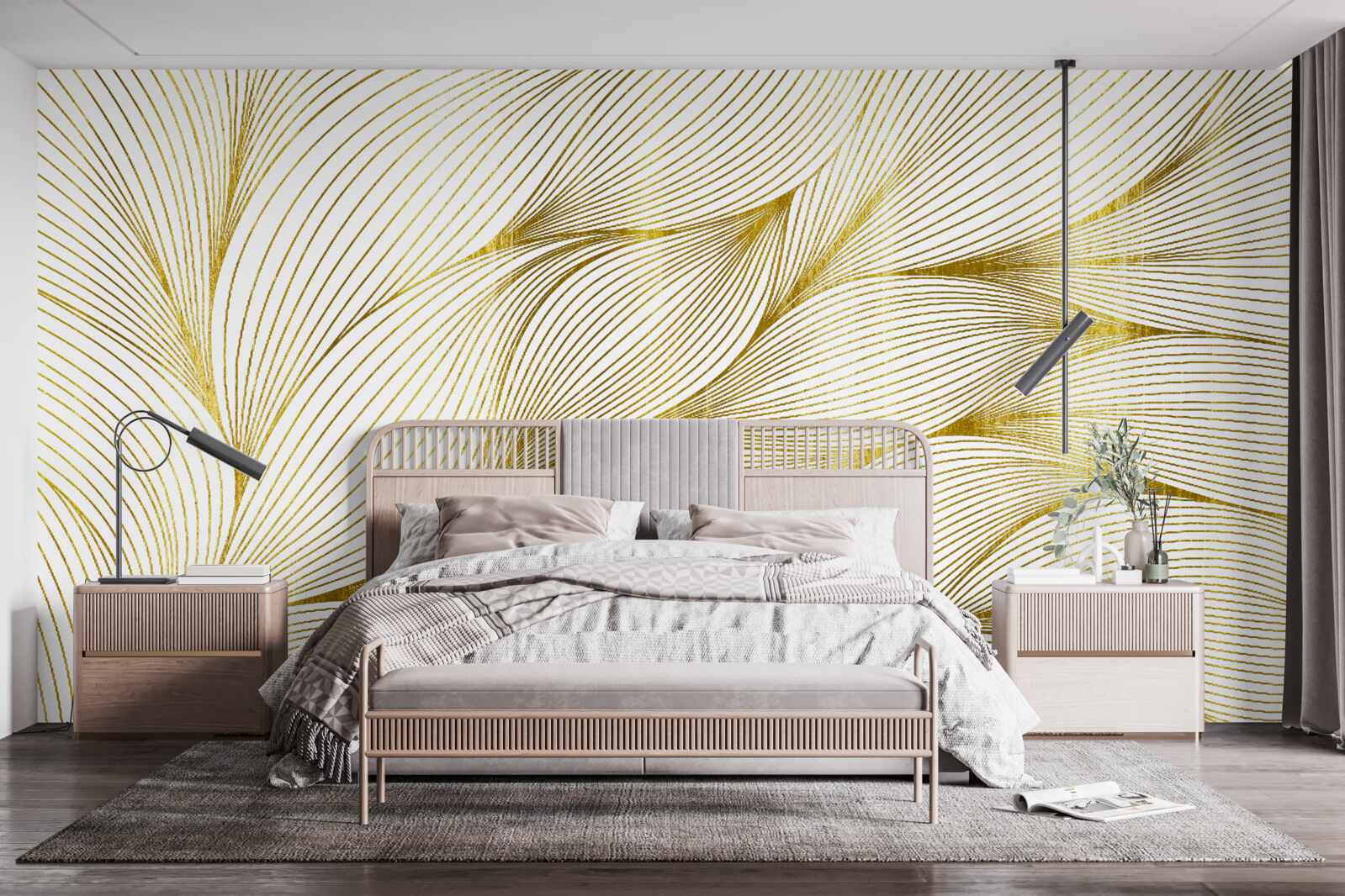 Fotobehang de bladeren hebben een warme gouden tint