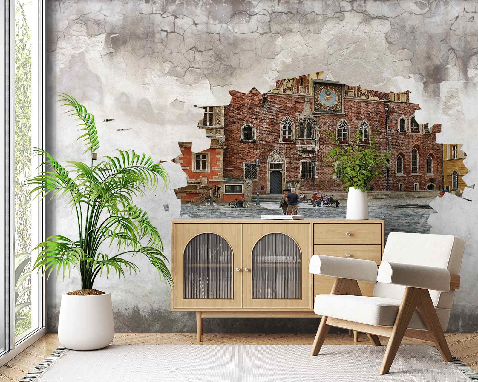Fotobehang een straat in een klein rustig stadje