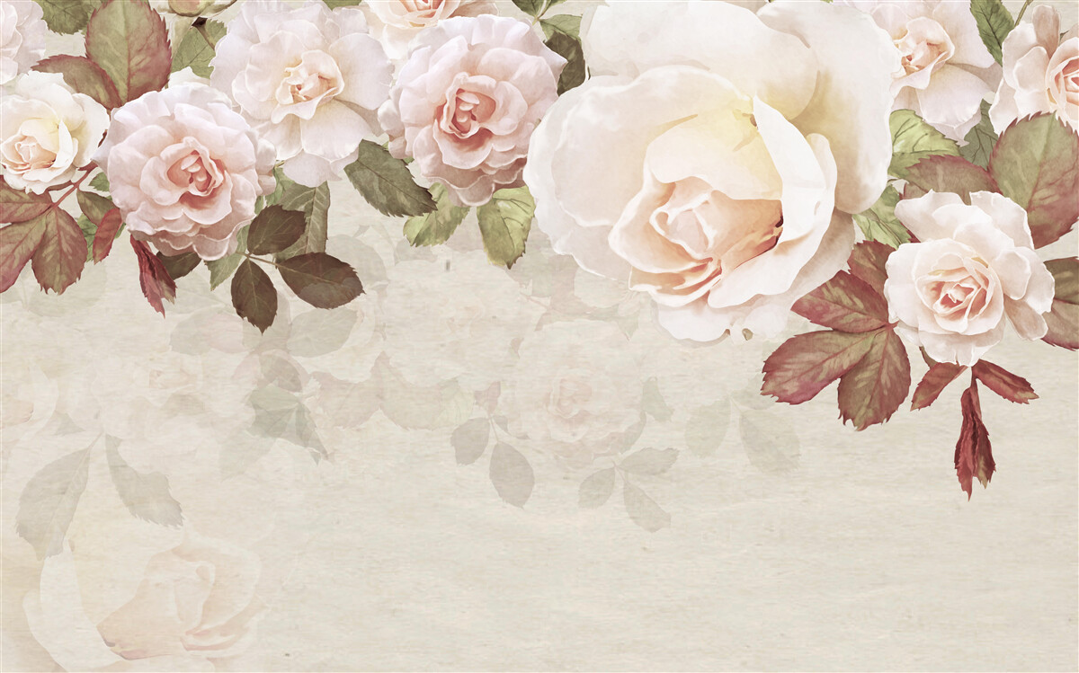 Fotobehang delicate roze knoppen gemaakt met aquarel