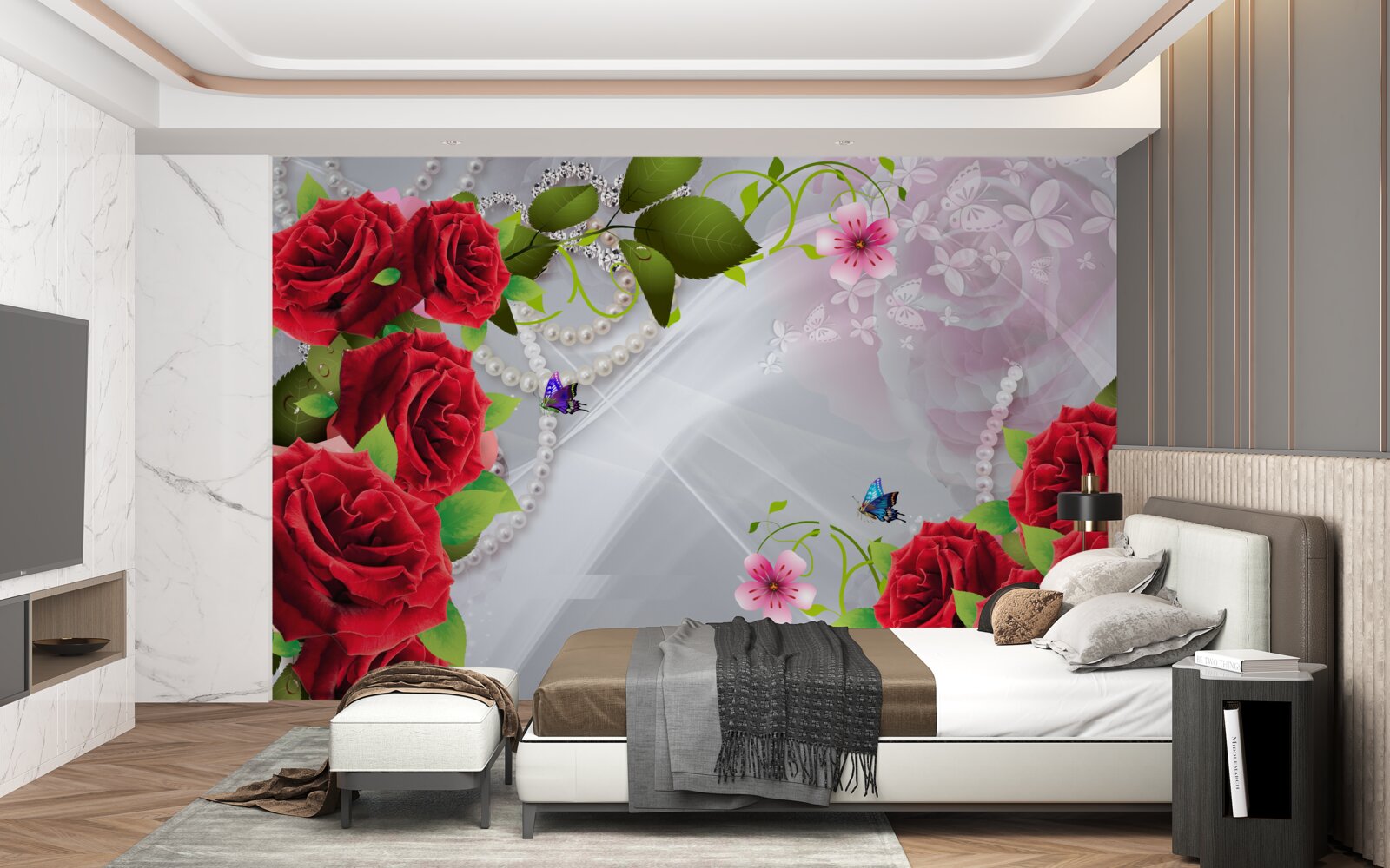 Fotobehang parelrode rozen