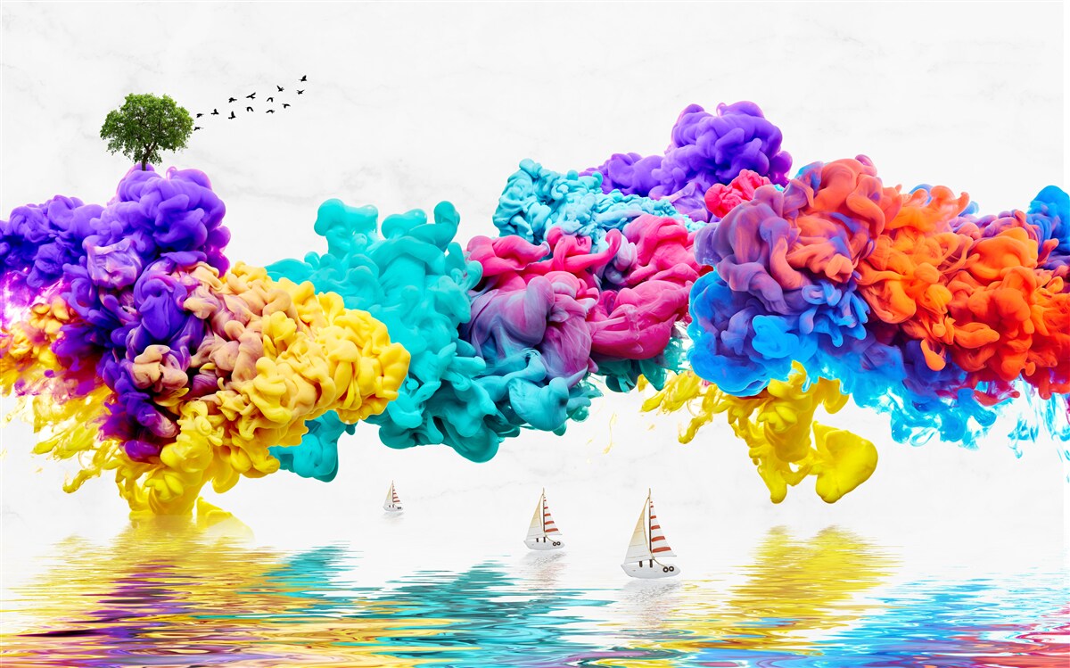 Fotobehang schitterende kleuren boven het wateroppervlak