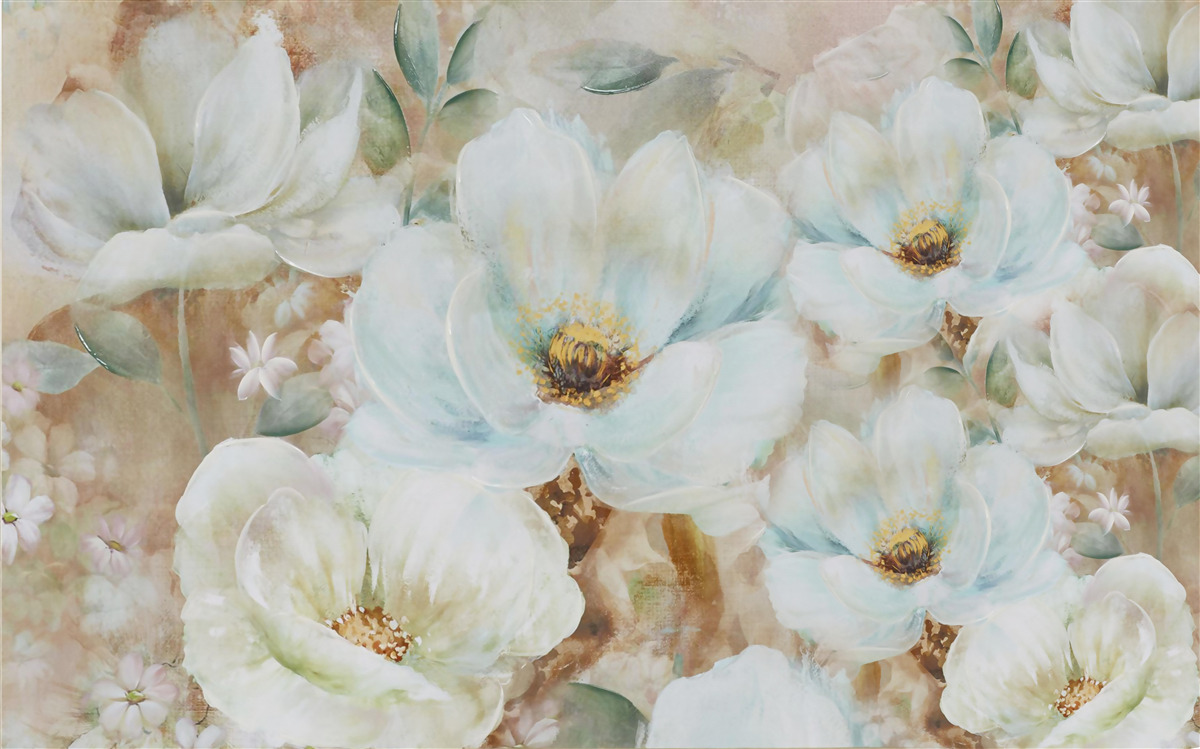 Fotobehang aquarel van sneeuwwitte orchideeën