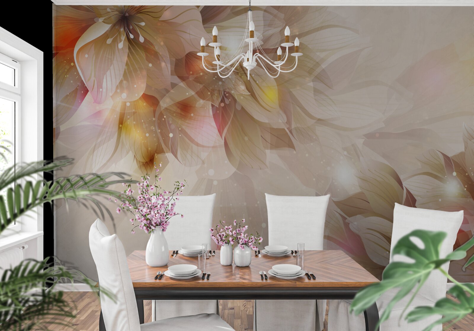Fotobehang heldere bloemen met zacht licht
