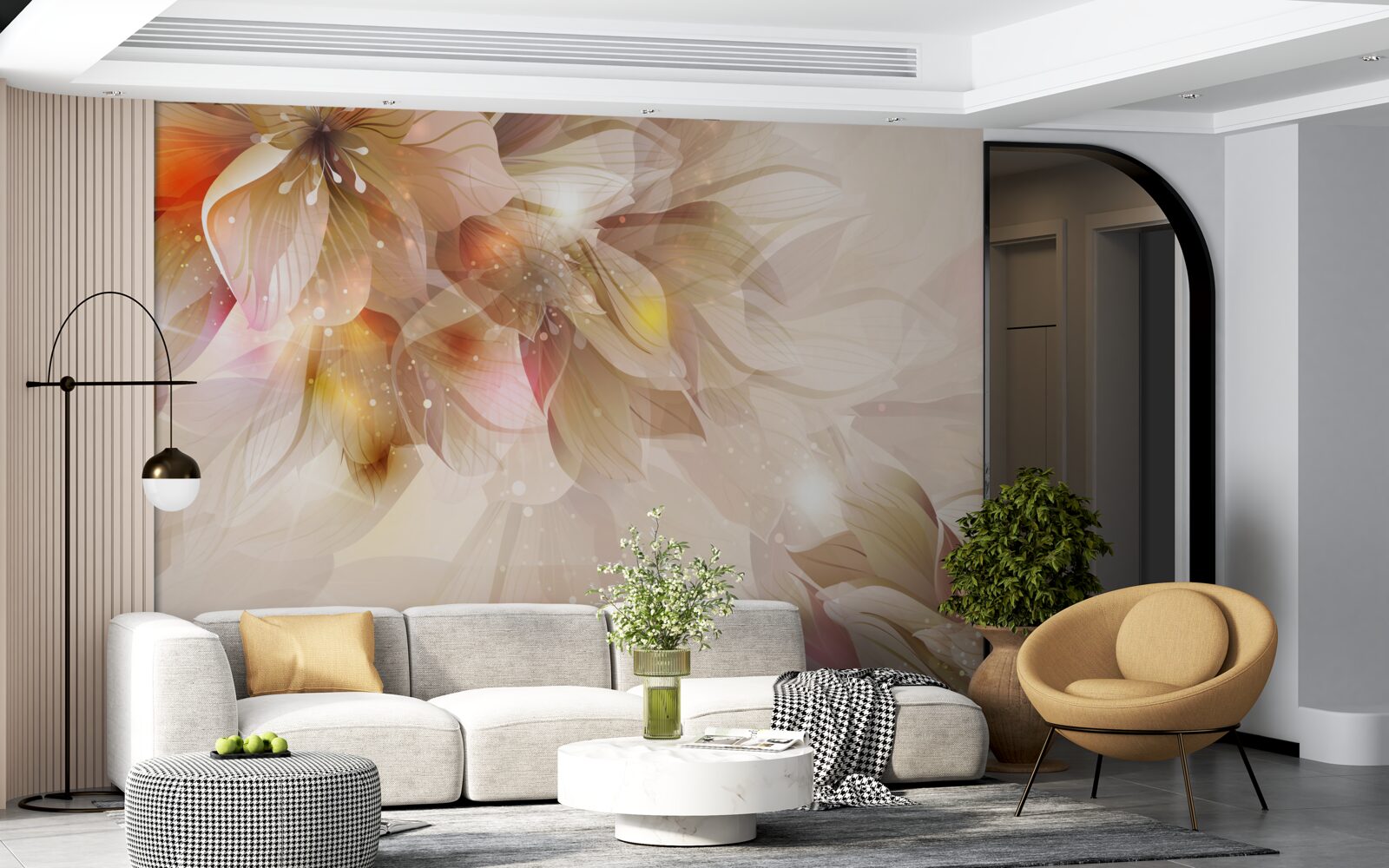 Fotobehang heldere bloemen met zacht licht