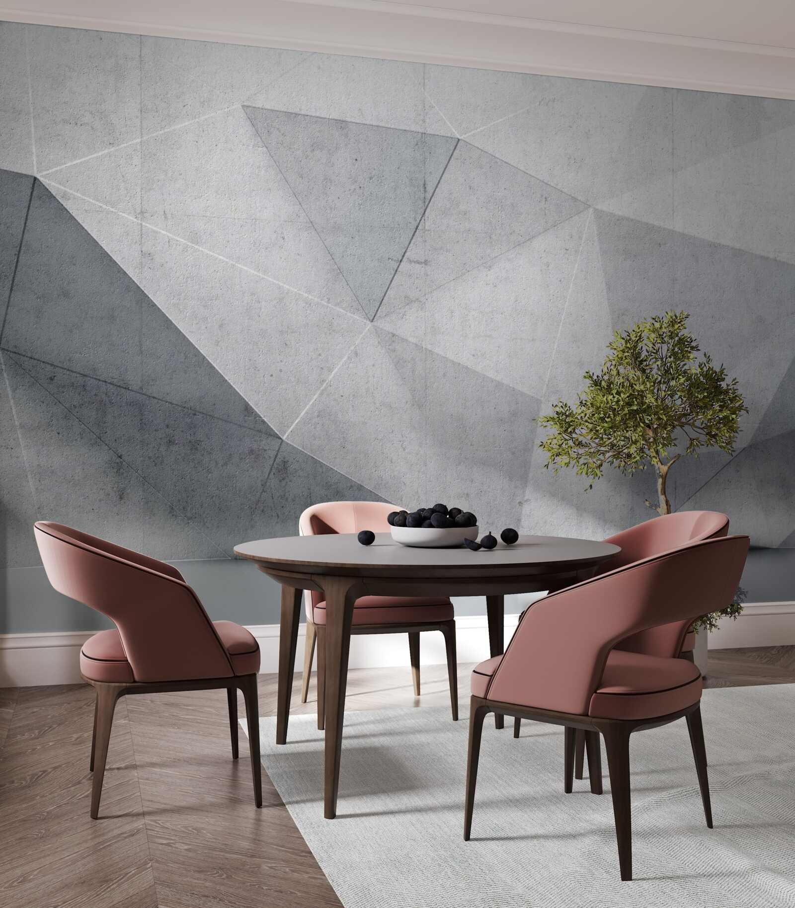 Fotobehang grijze driehoeken in abstracte stijl