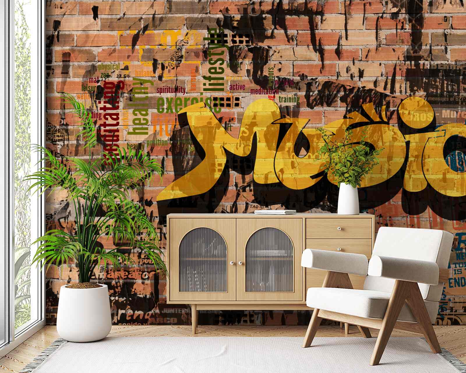 Fotobehang graffiti in geluid
