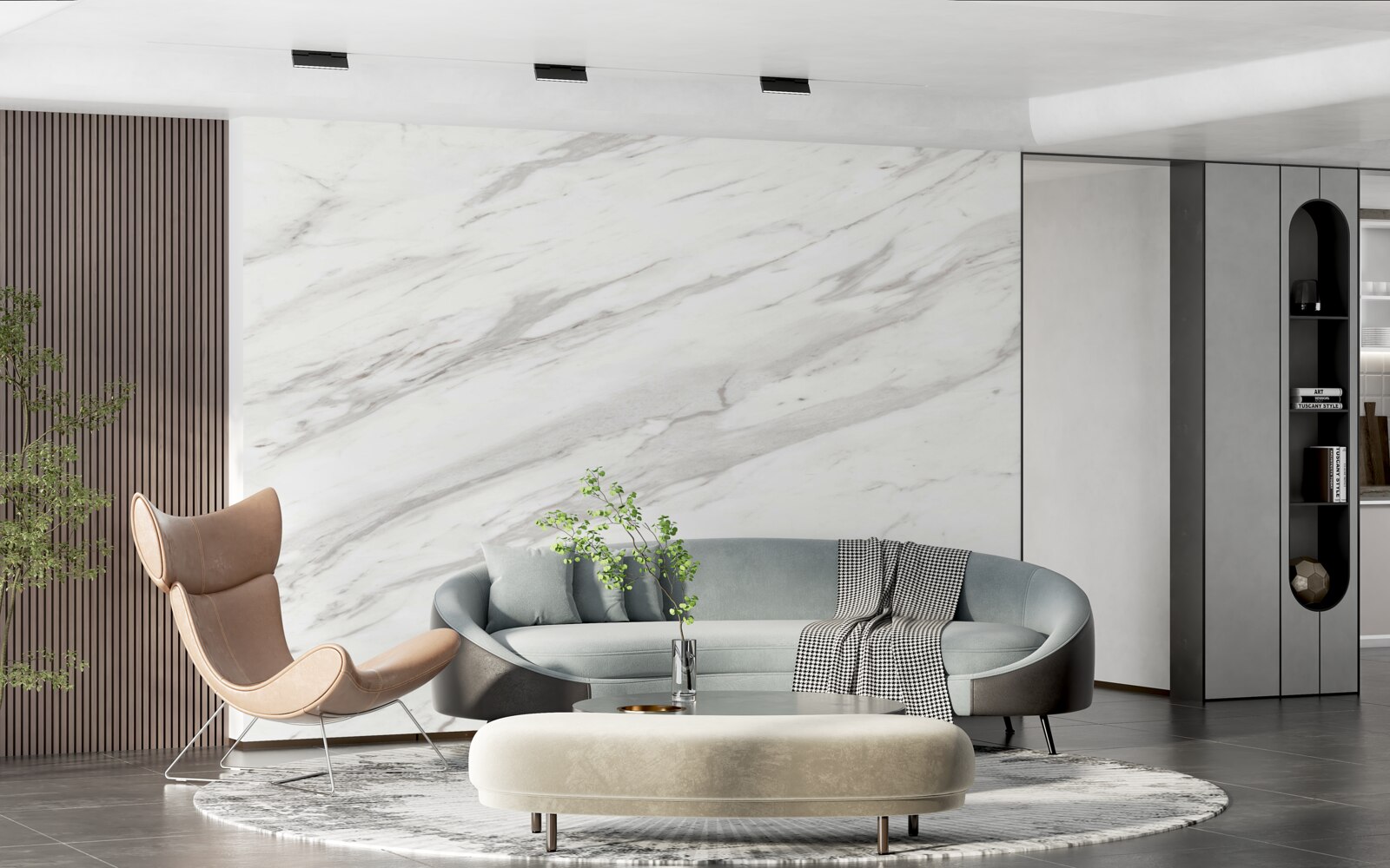 Fotobehang wit en grijs marmer