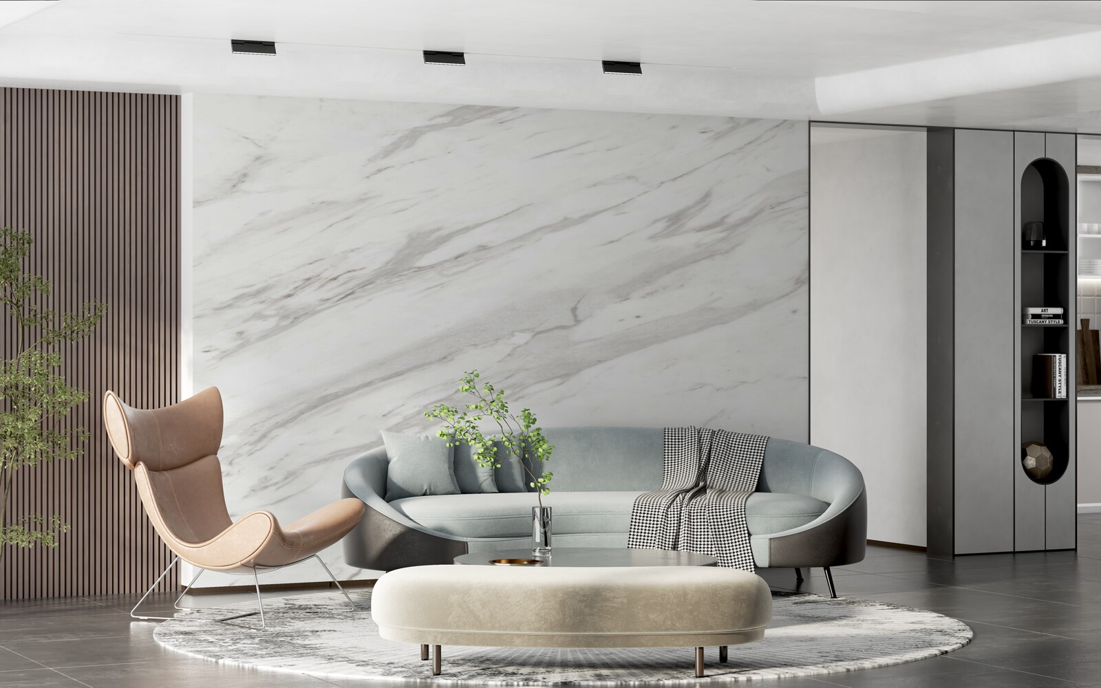 Fotobehang wit en grijs marmer