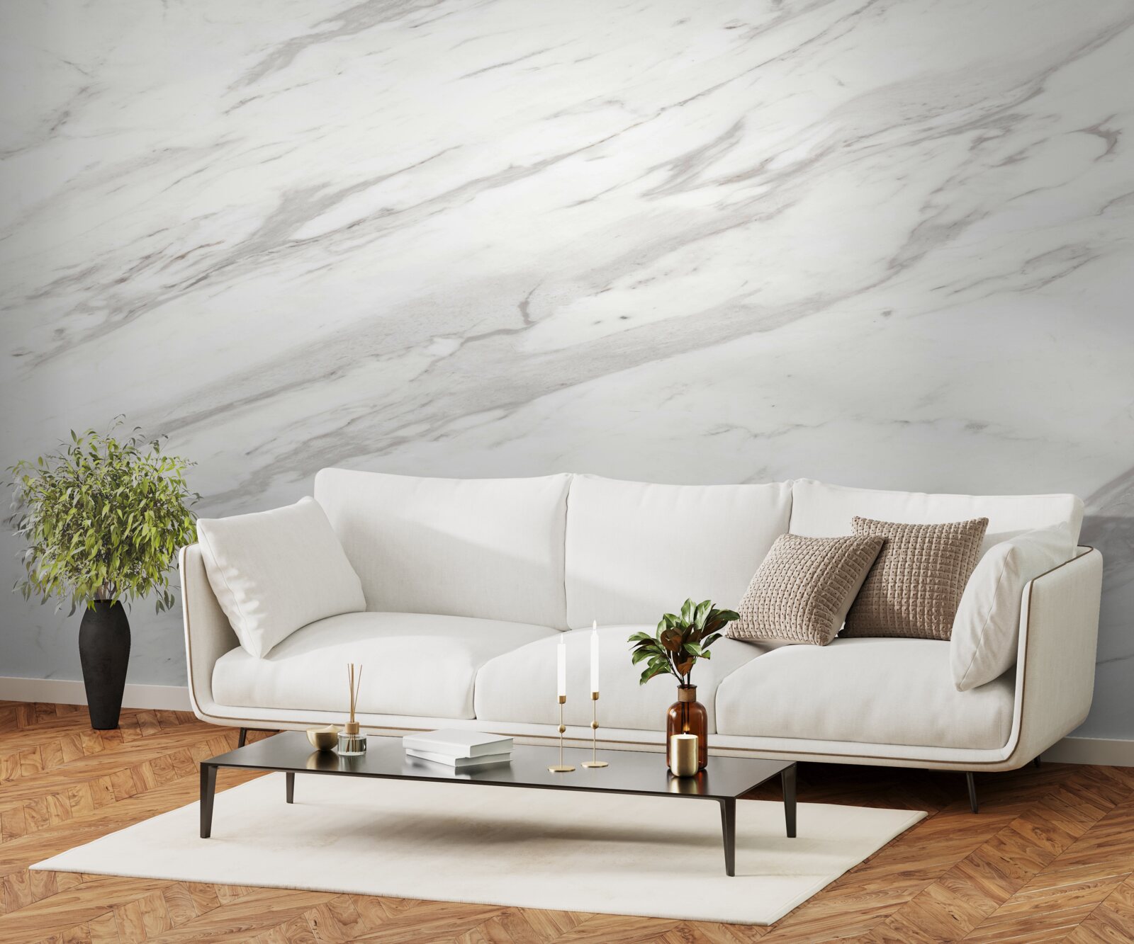 Fotobehang wit en grijs marmer