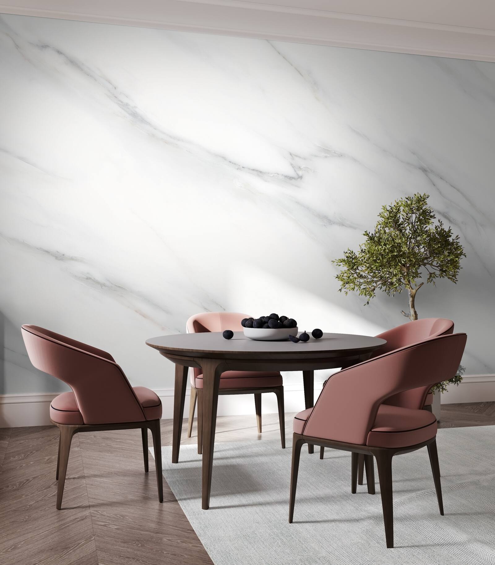 Fotobehang wit marmer met grijze adering