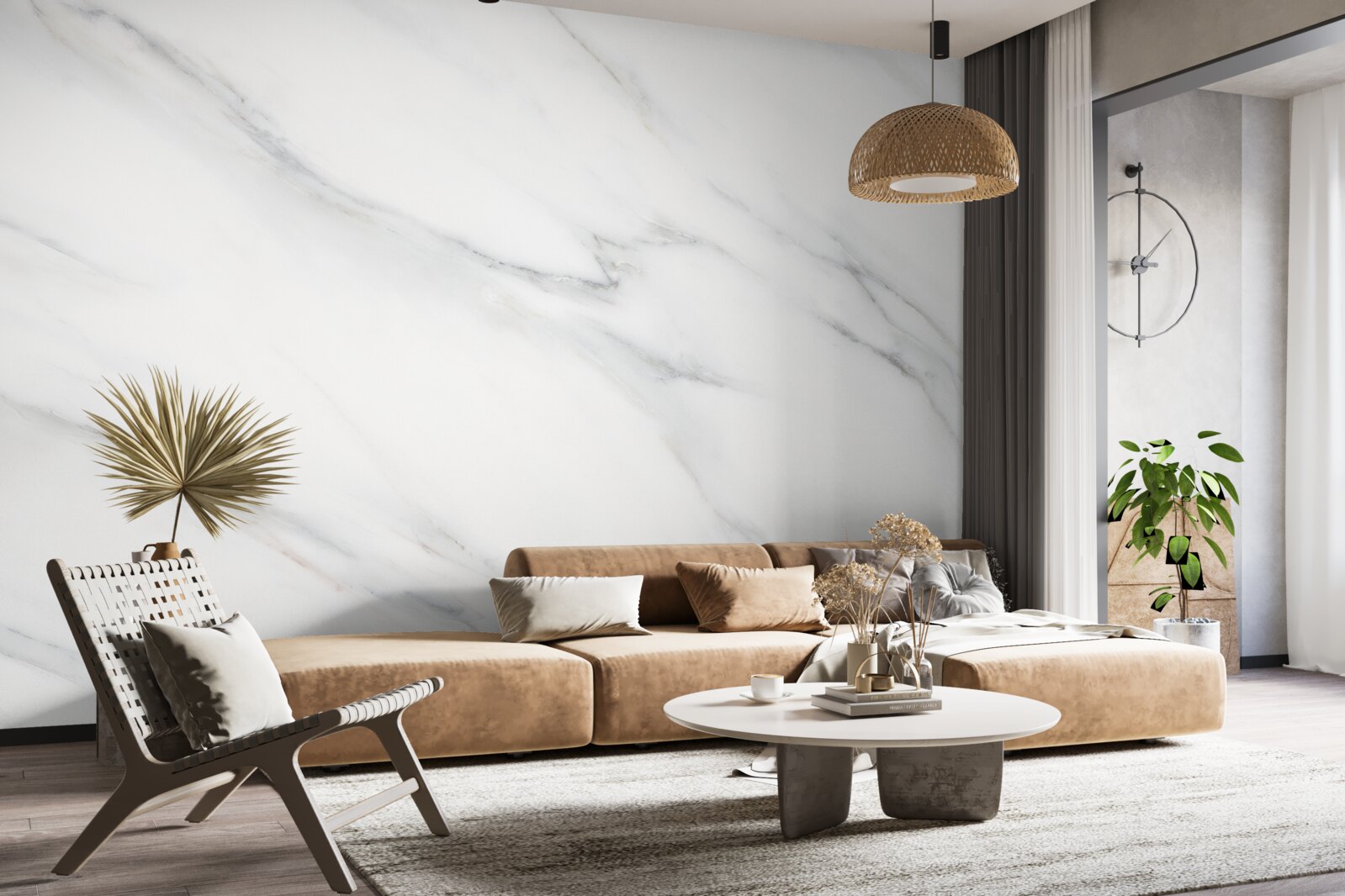 Fotobehang wit marmer met grijze adering