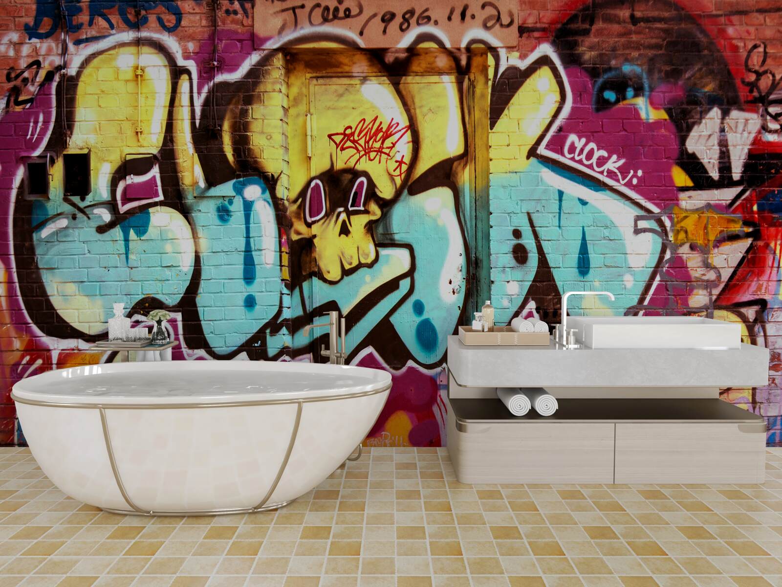 Fotobehang graffiti met heldere letters