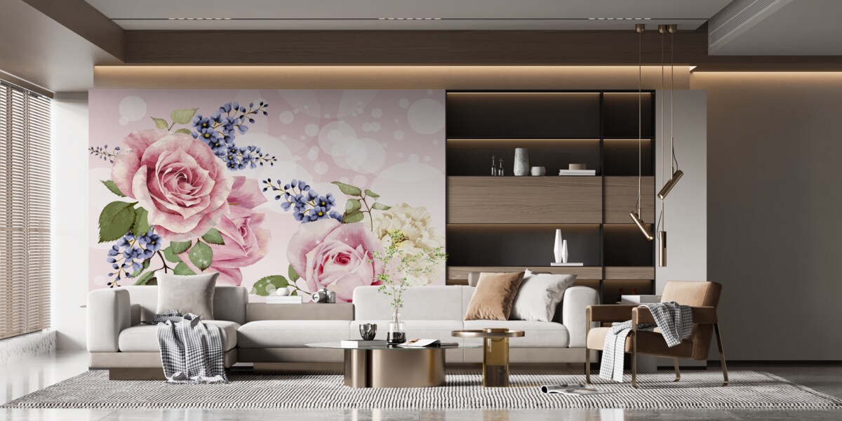 Fotobehang rozenknoppen in het arrangement