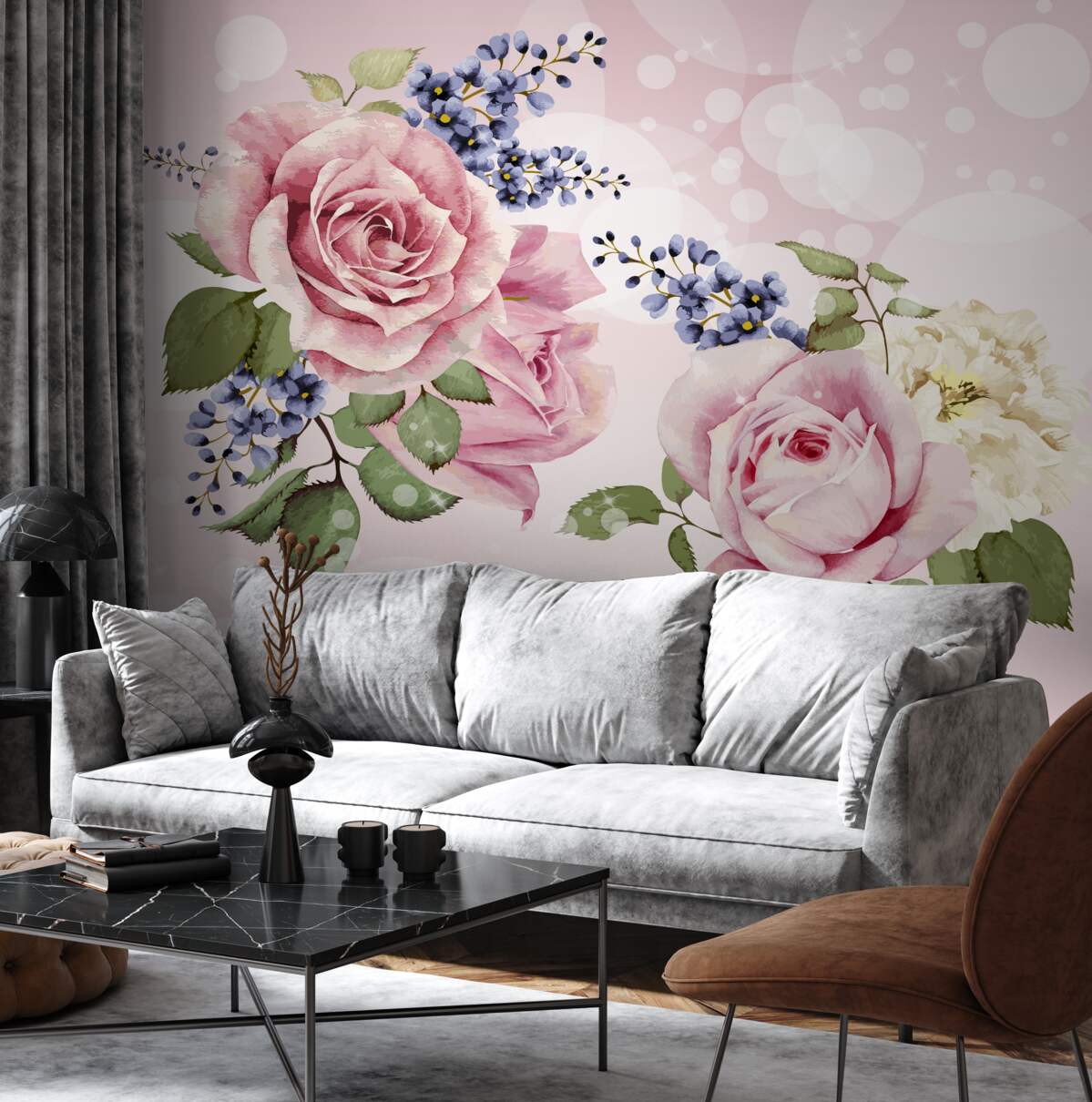Fotobehang rozenknoppen in het arrangement