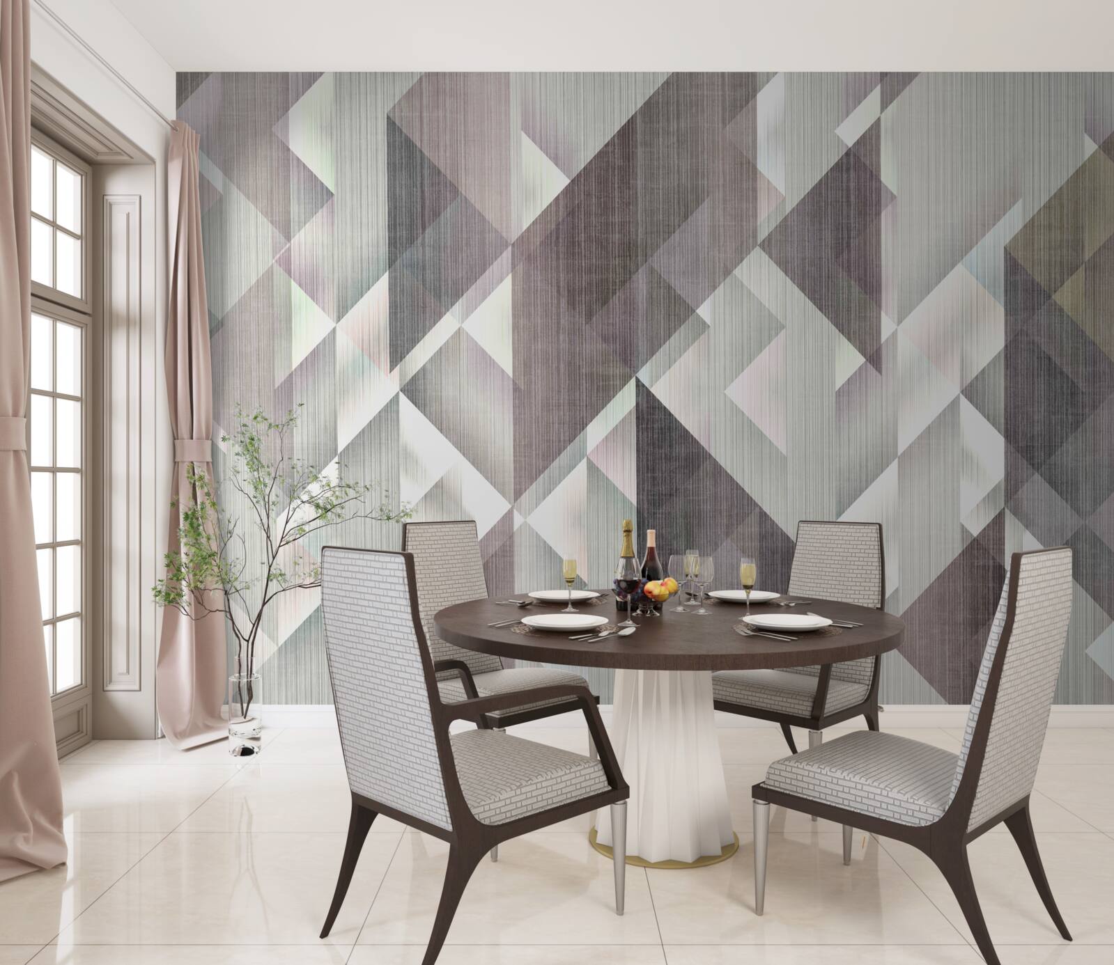 Fotobehang verticaal gerangschikte geometrische vormen