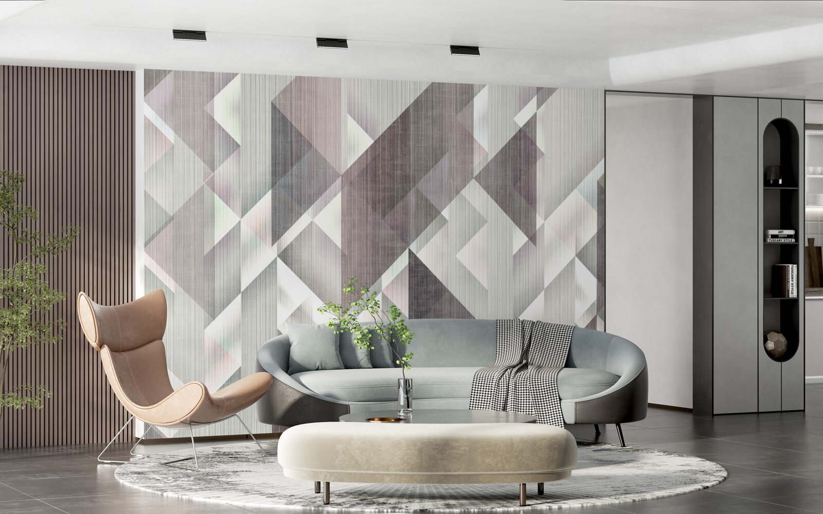 Fotobehang verticaal gerangschikte geometrische vormen