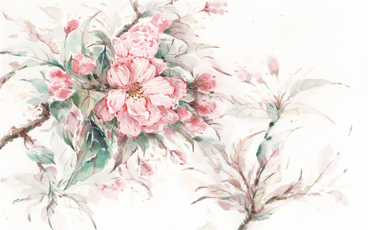 Fotobehang lichte tak van de luxueuze sakura