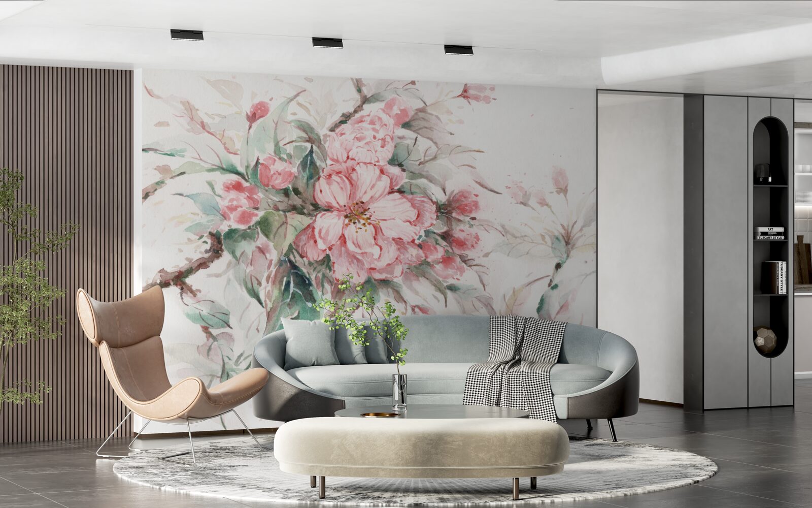 Fotobehang lichte tak van de luxueuze sakura