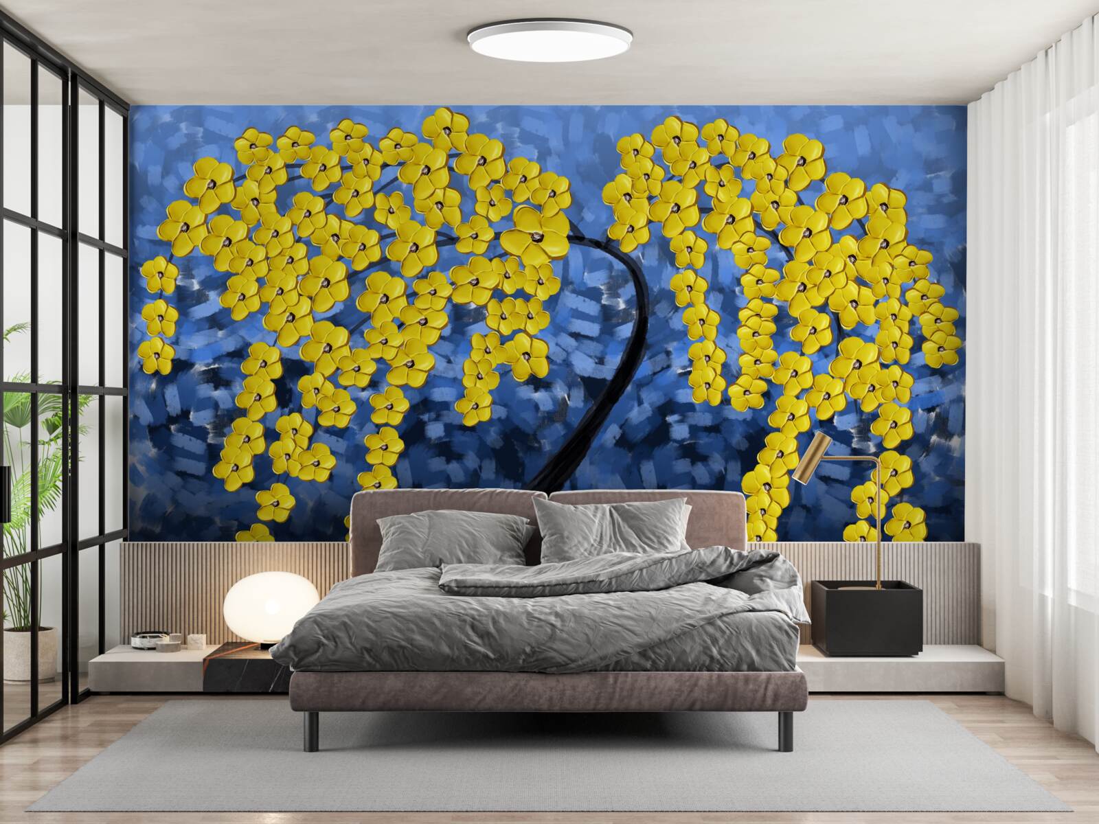Fotobehang boom onder een herfststorm