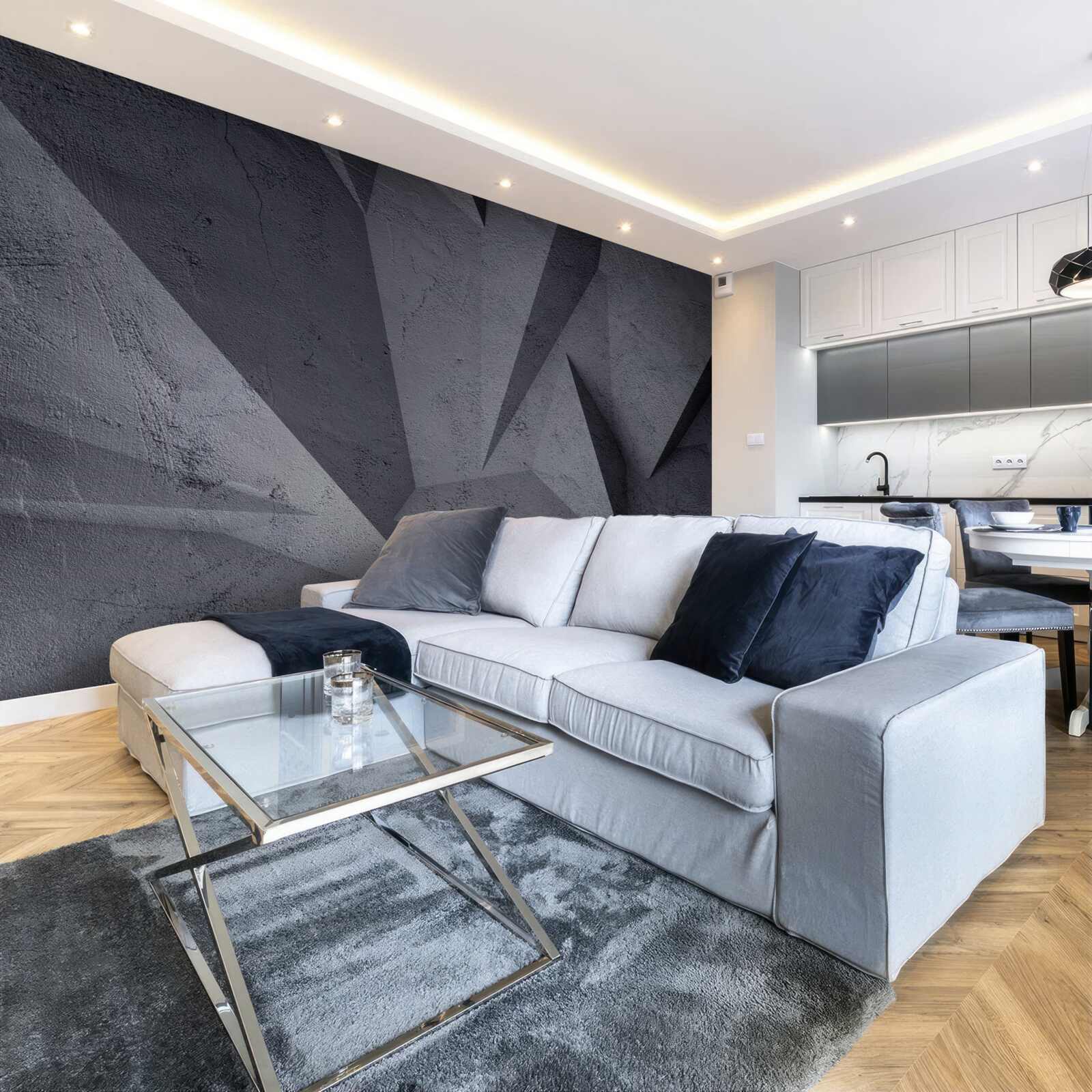 Fotobehang zwarte geometrie in de 3d-ruimte