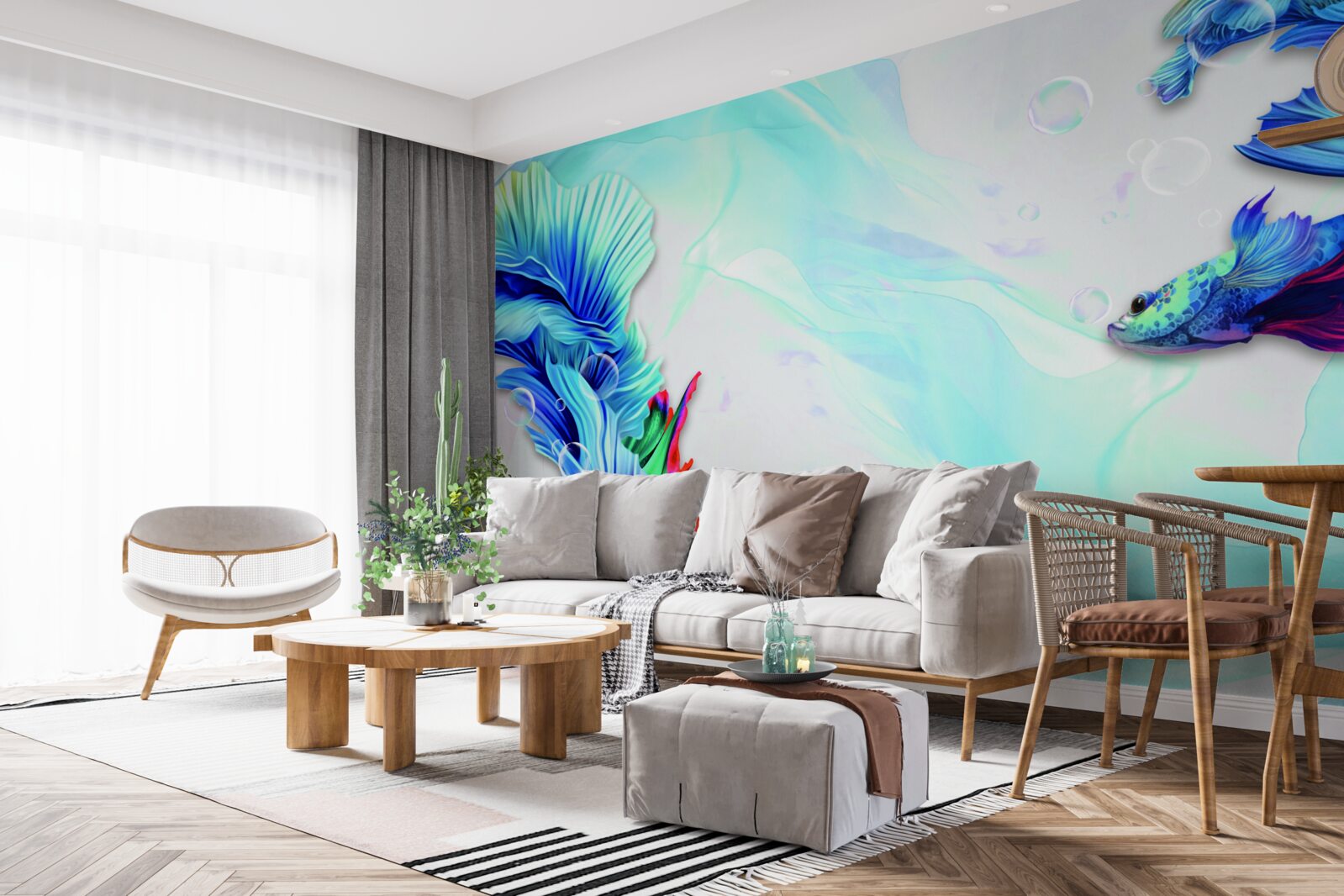 Fotobehang In het aquatisch milieu leven blauwstaartvissen